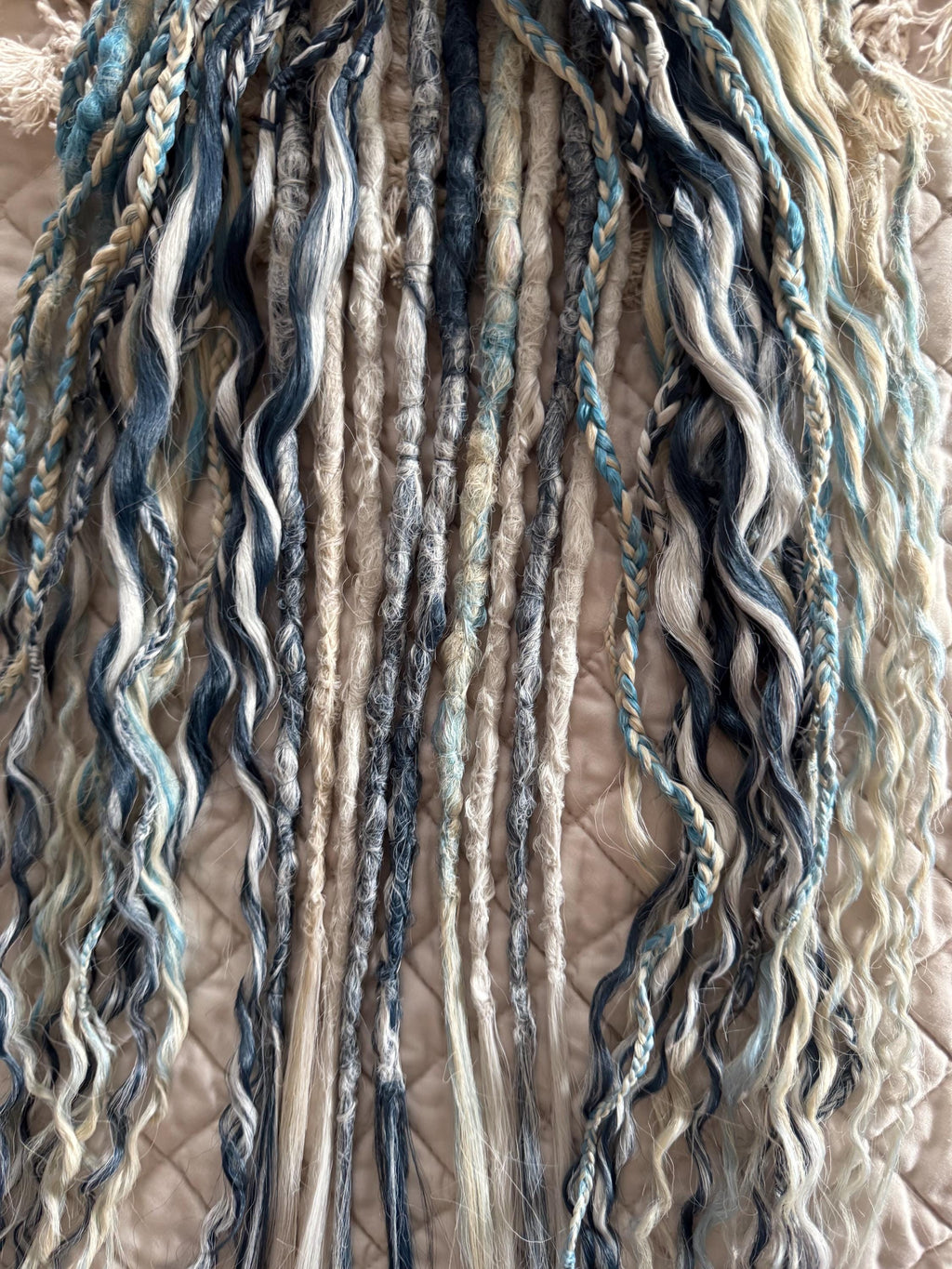 Platinum Moon Boho Dreads & Braids | Platinum, Grey, Blonde & Blue Mixed Dread Set