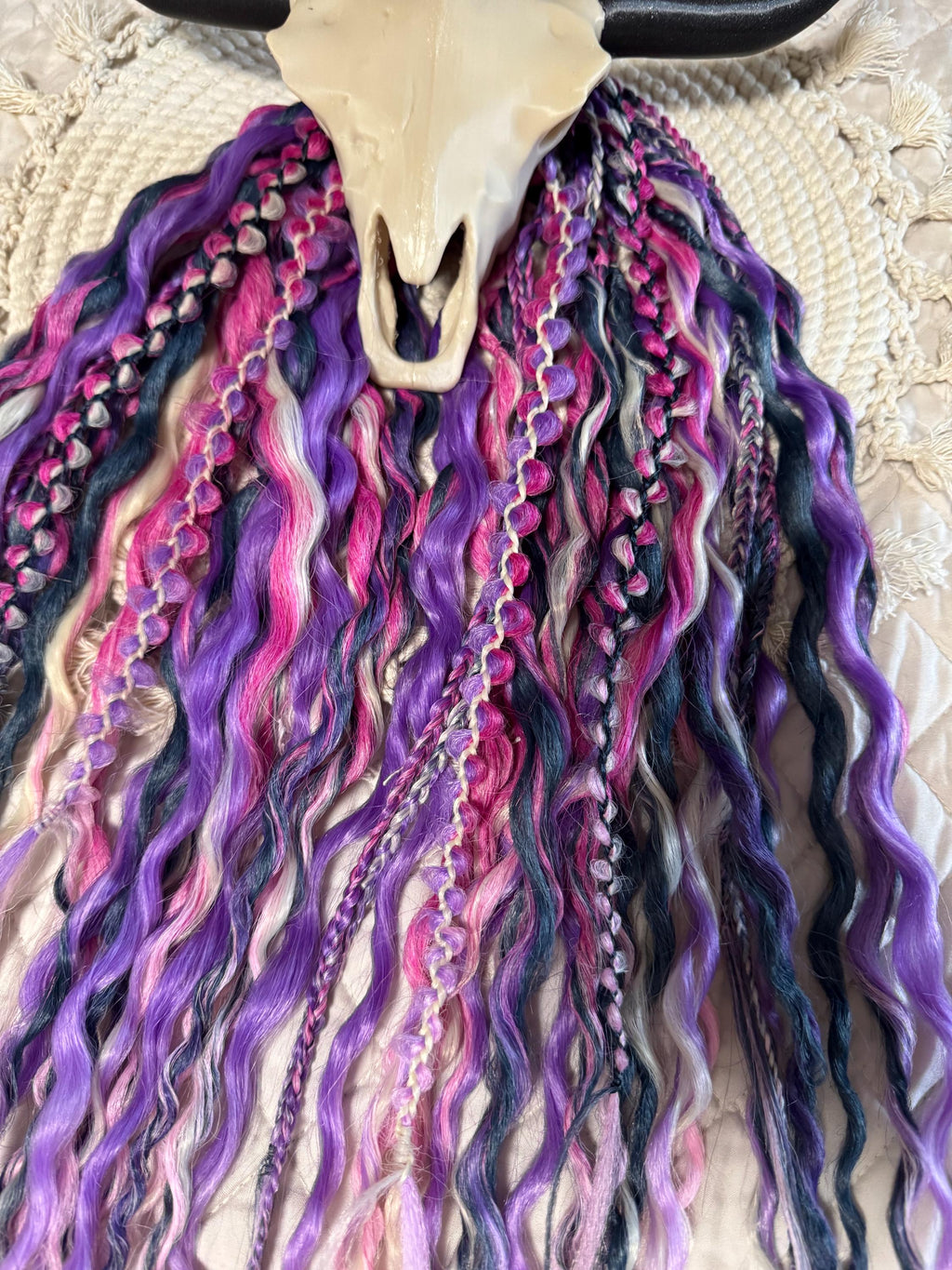 Flower Dream Double Ended Wavy Dreads | Boho Dread Set with Braids
