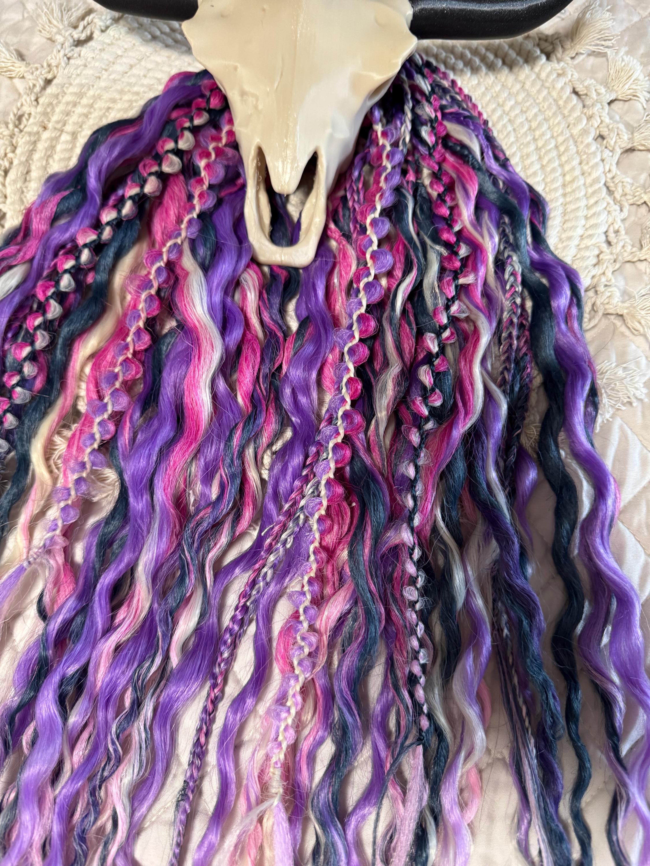 Flower Dream Double Ended Wavy Dreads | Boho Dread Set with Braids
