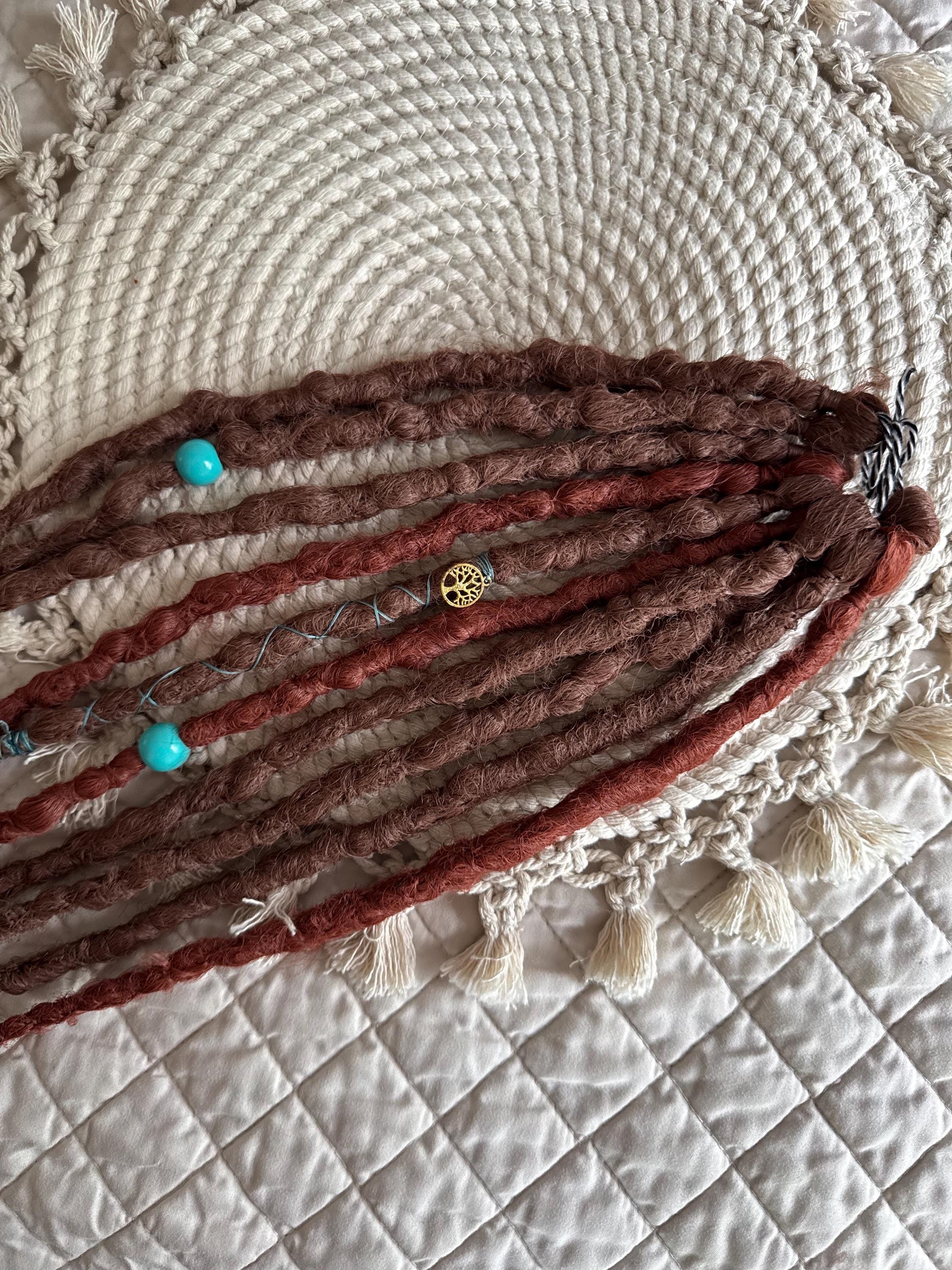 Weathered Metal Single Ended Crochet Boho Dreads | Beads & Charm Dread Set