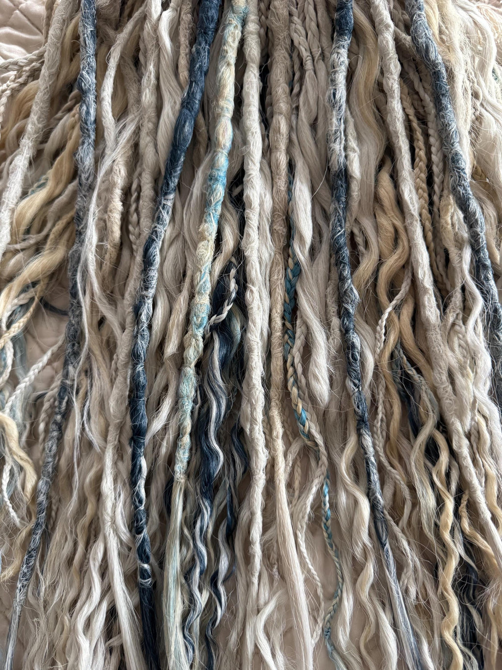 Platinum Moon Boho Dreads & Braids | Platinum, Grey, Blonde & Blue Mixed Dread Set