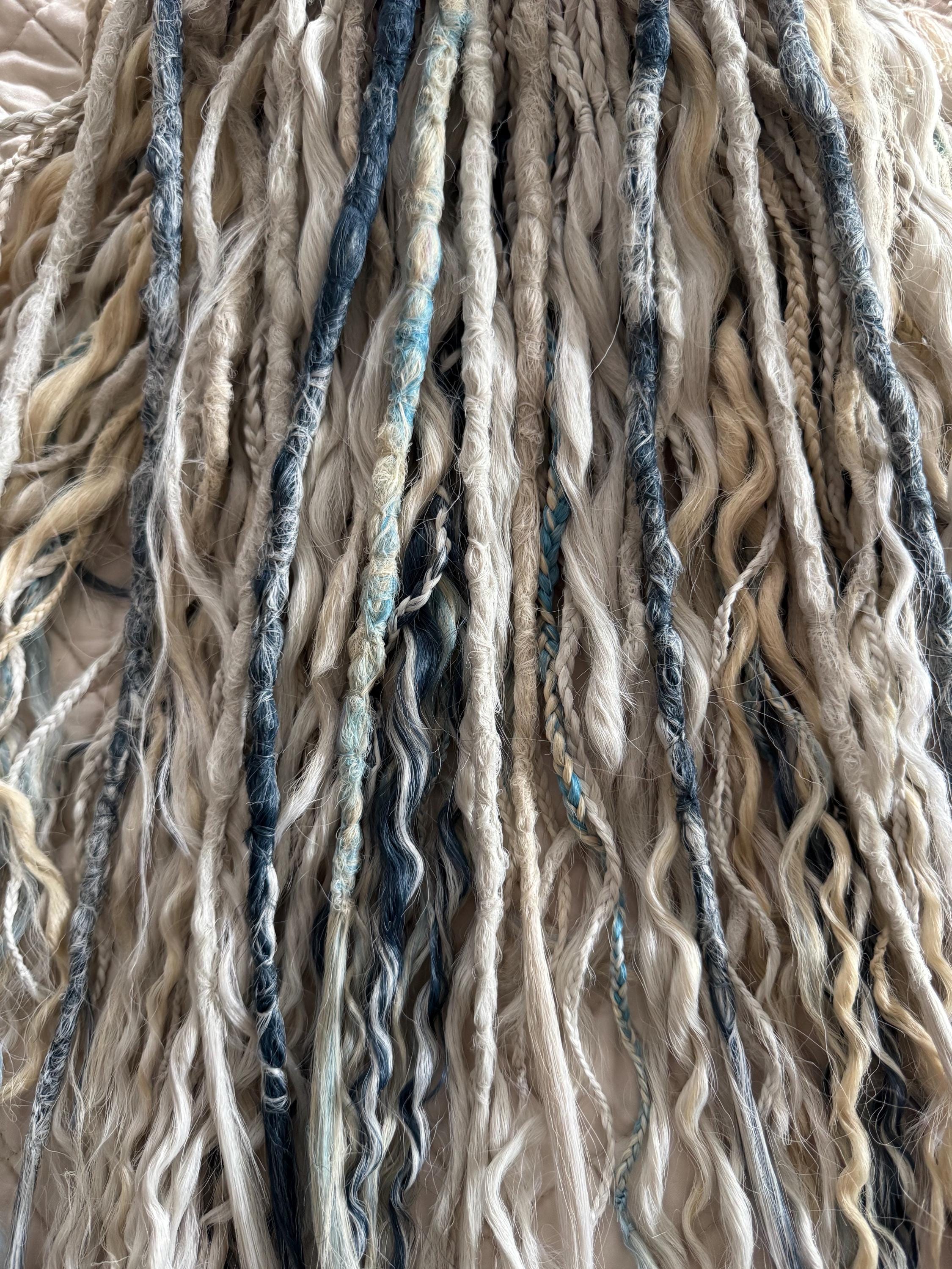 Platinum Moon Boho Dreads & Braids | Platinum, Grey, Blonde & Blue Mixed Dread Set