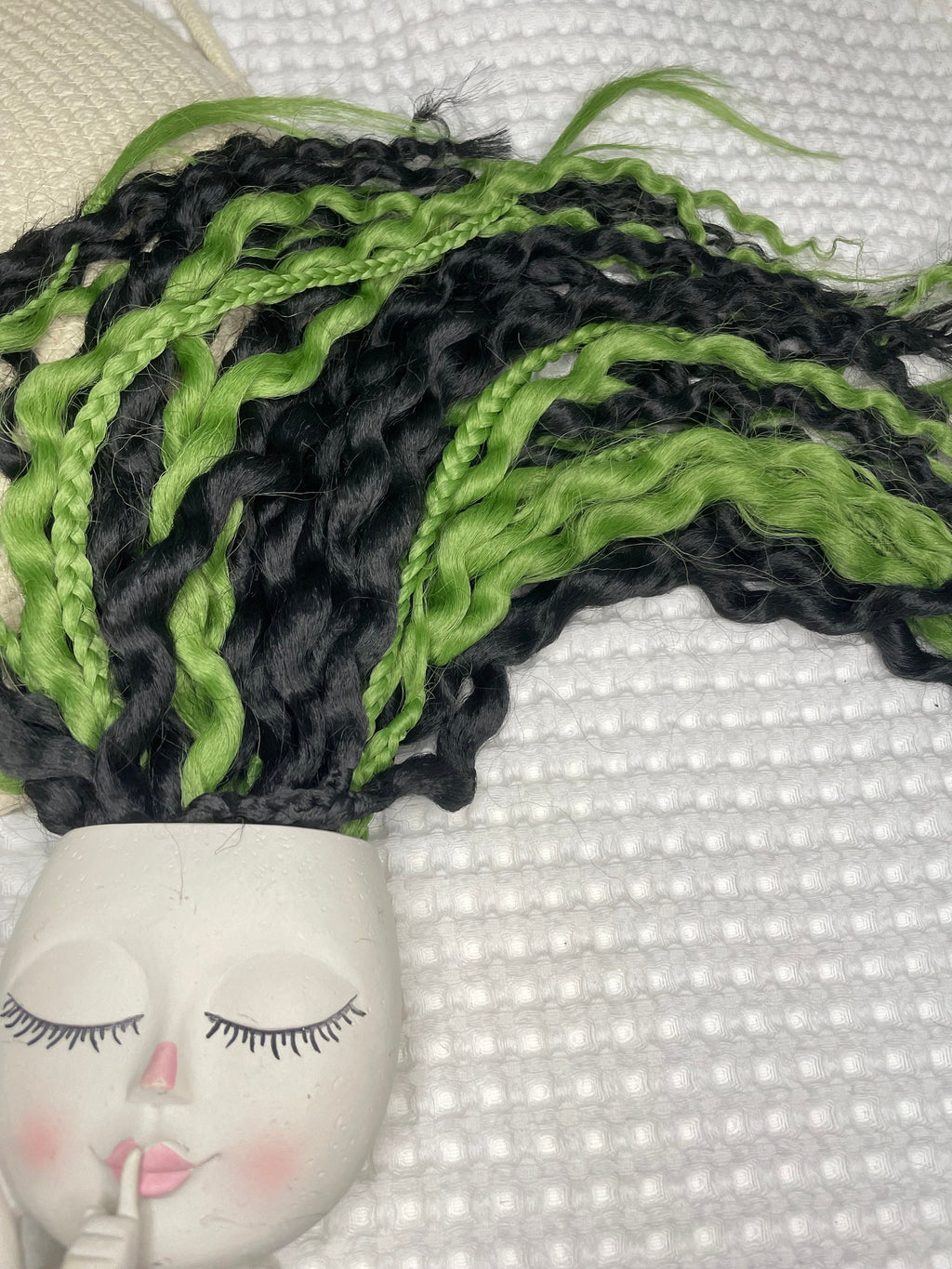 Green and Black Wavy Dreads