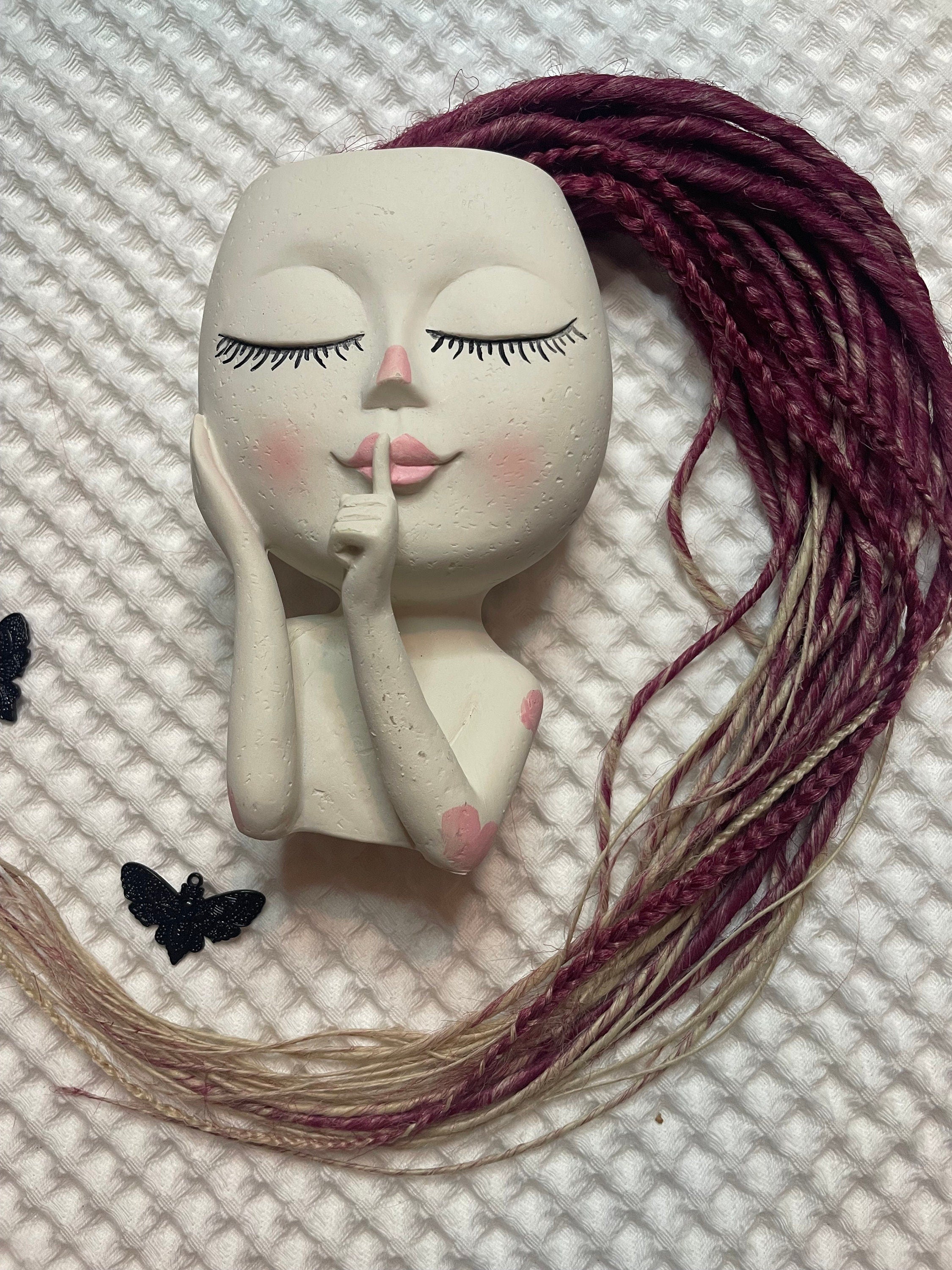 Red to blonde ombre thin synthetic dreads