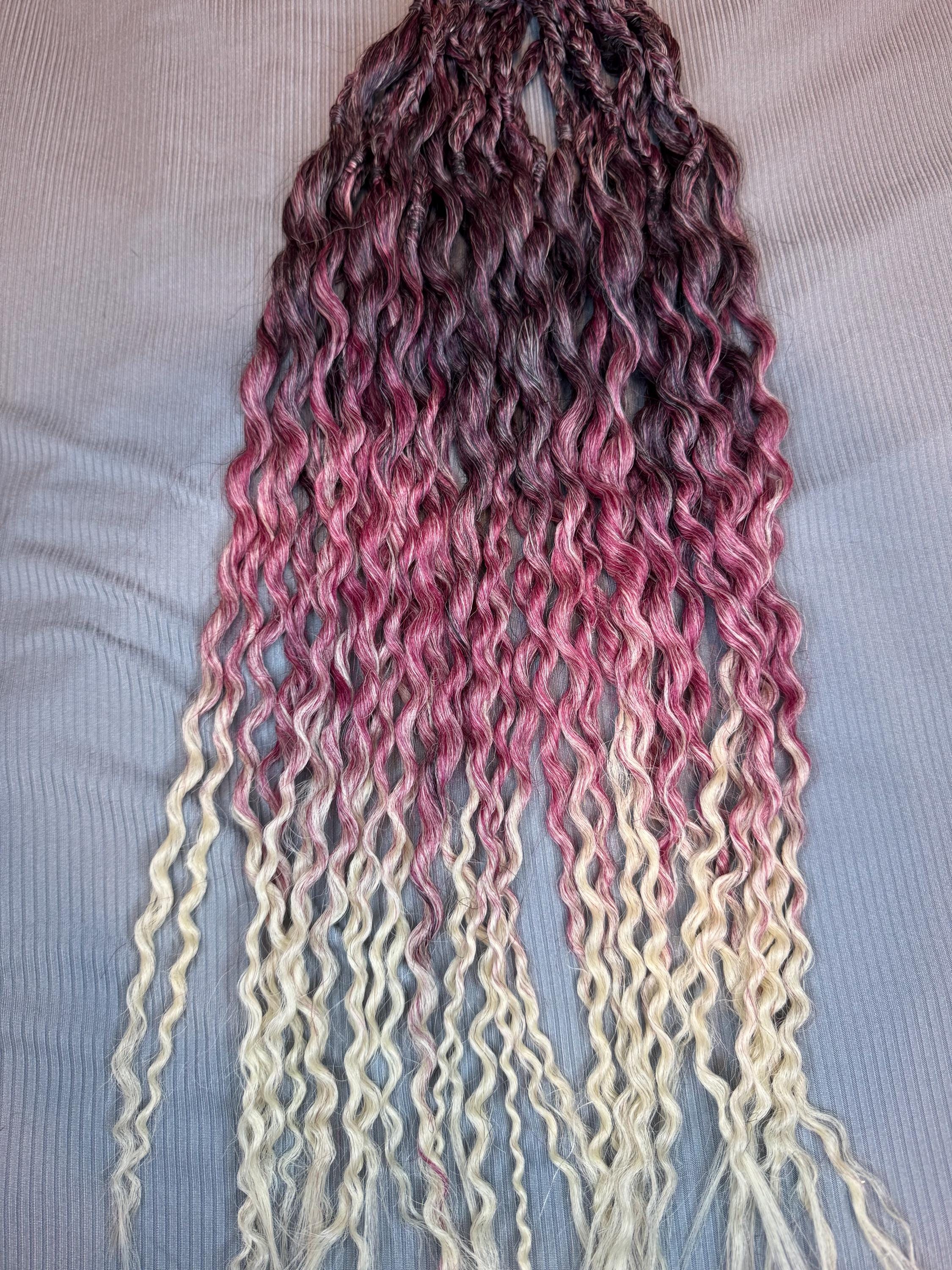 Black red blonde melt double ended wavy dreads