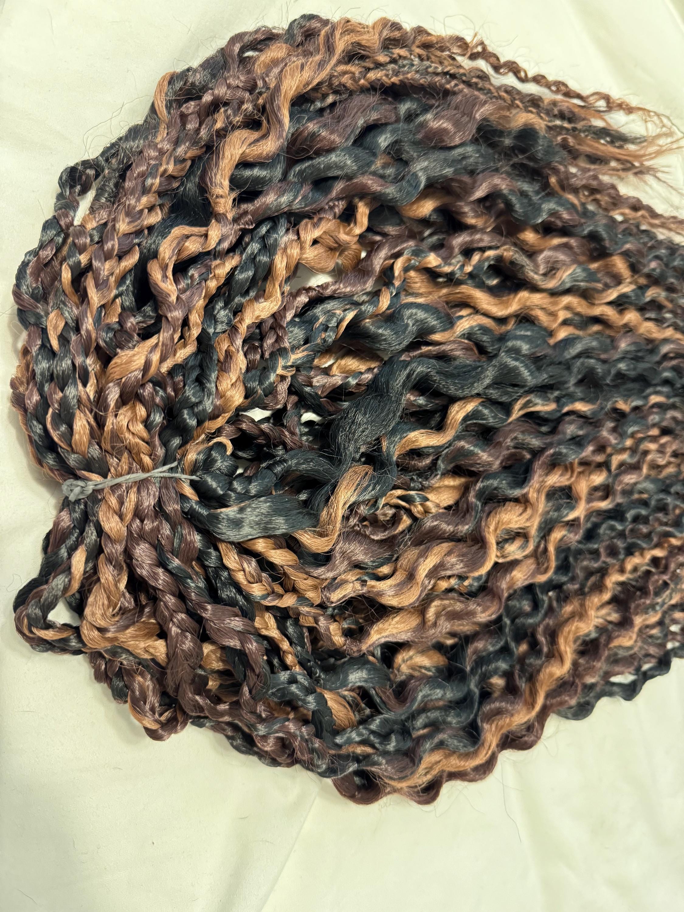 Montana Double Ended Wavy Dreads | Dark Brown & Black Natural Blend Dread Set