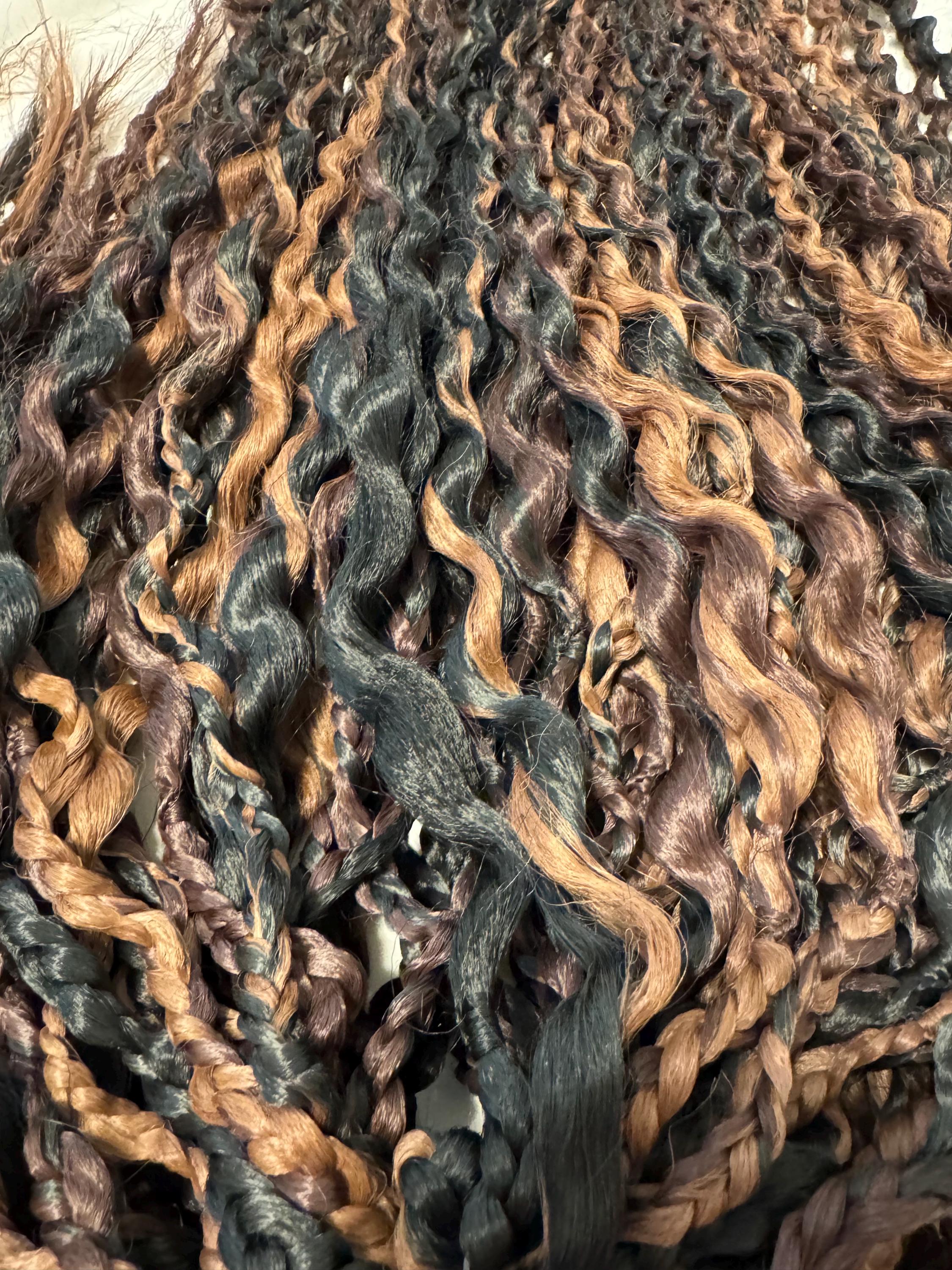 Montana Double Ended Wavy Dreads | Dark Brown & Black Natural Blend Dread Set