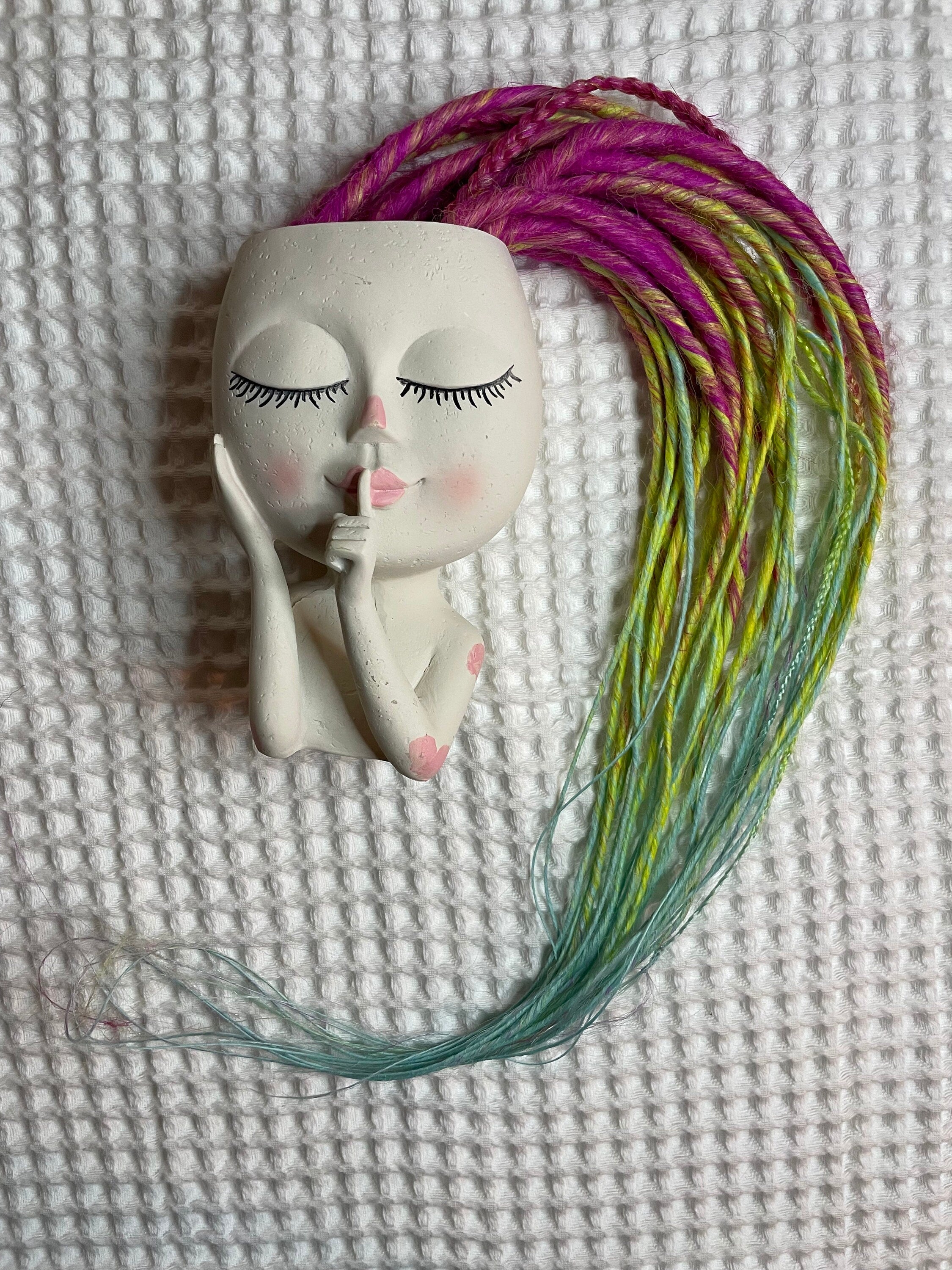 Hot Pink to Lime Green to Mint Ombré Thin Synthetic Dreads | Neon Dread Set