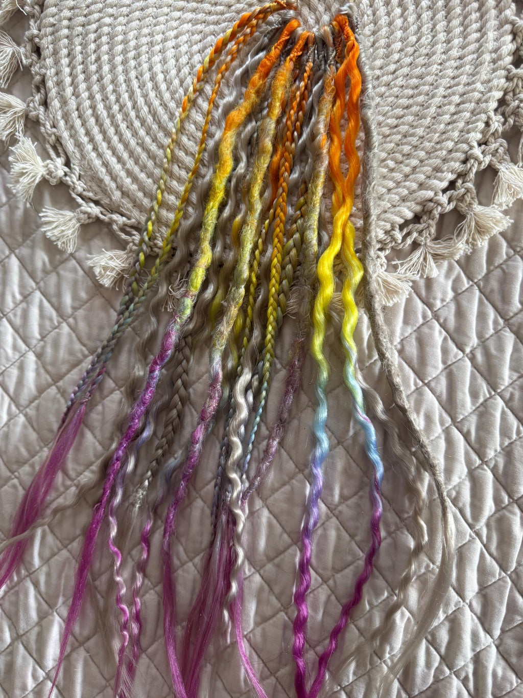 Dreaded Ponytail rainbow and grey