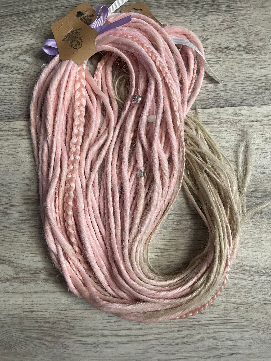 Pink to Blonde Ombré Thin Double Ended Dreads | Braids & Twists Dread Set