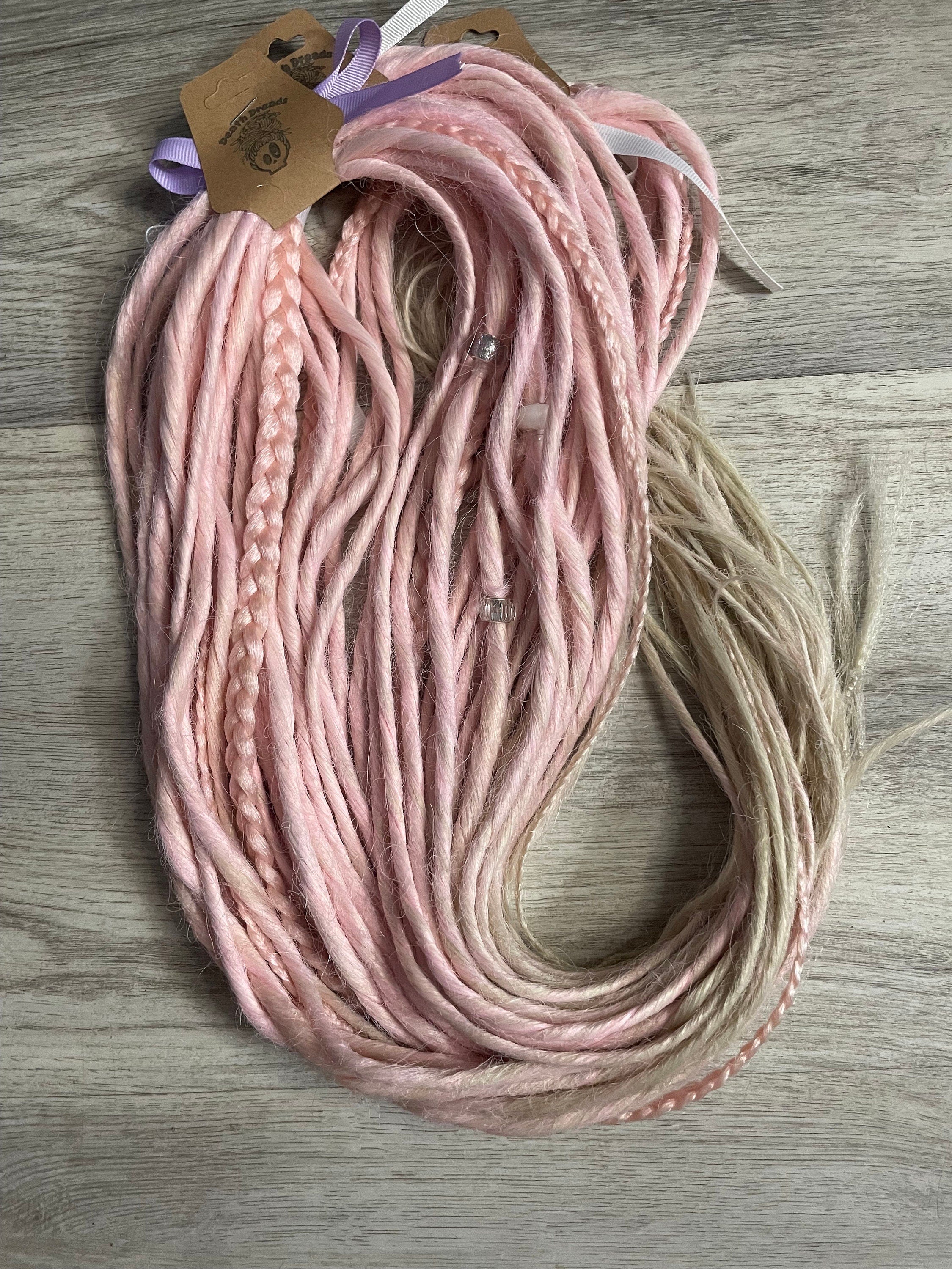 Pink to Blonde Ombré Thin Double Ended Dreads | Braids & Twists Dread Set