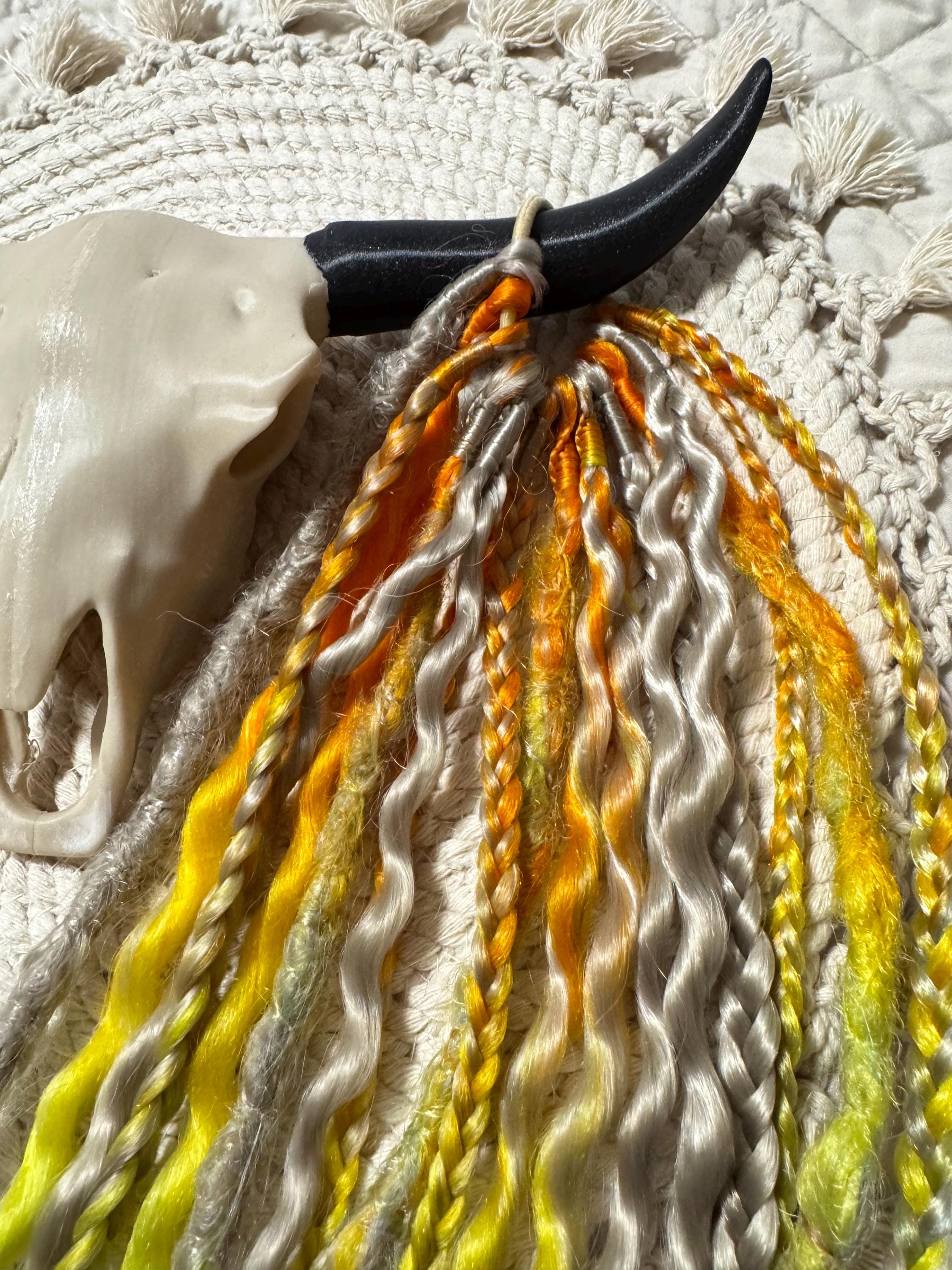 Dreaded Ponytail rainbow and grey