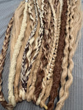 Honey Brown & Blonde Dreaded Boho Ponytail | Wavy Dreads, Braids, Twists & Beads