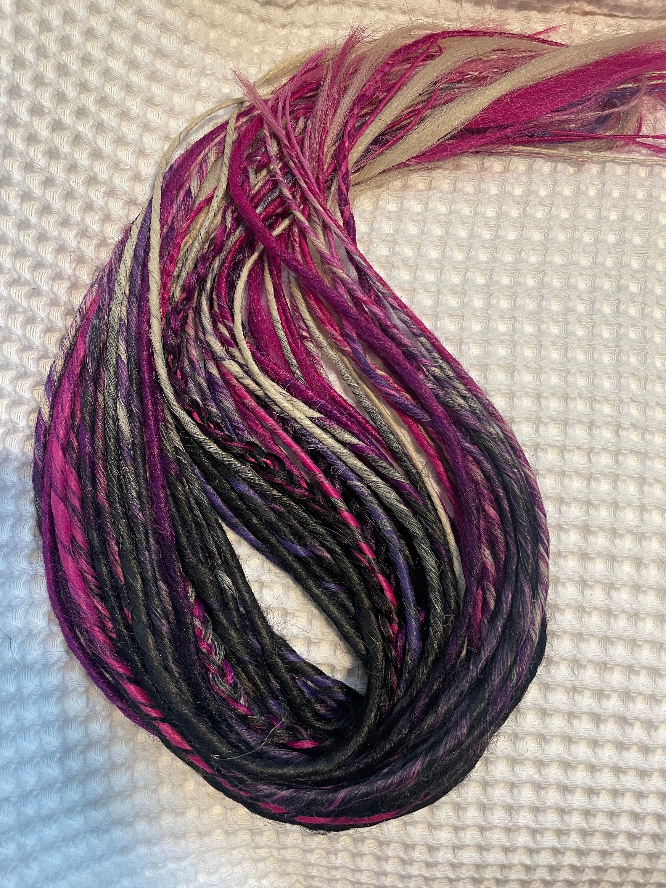 Black to Pink Ombre Wavy Dreads, Synthetic Hair Extensions