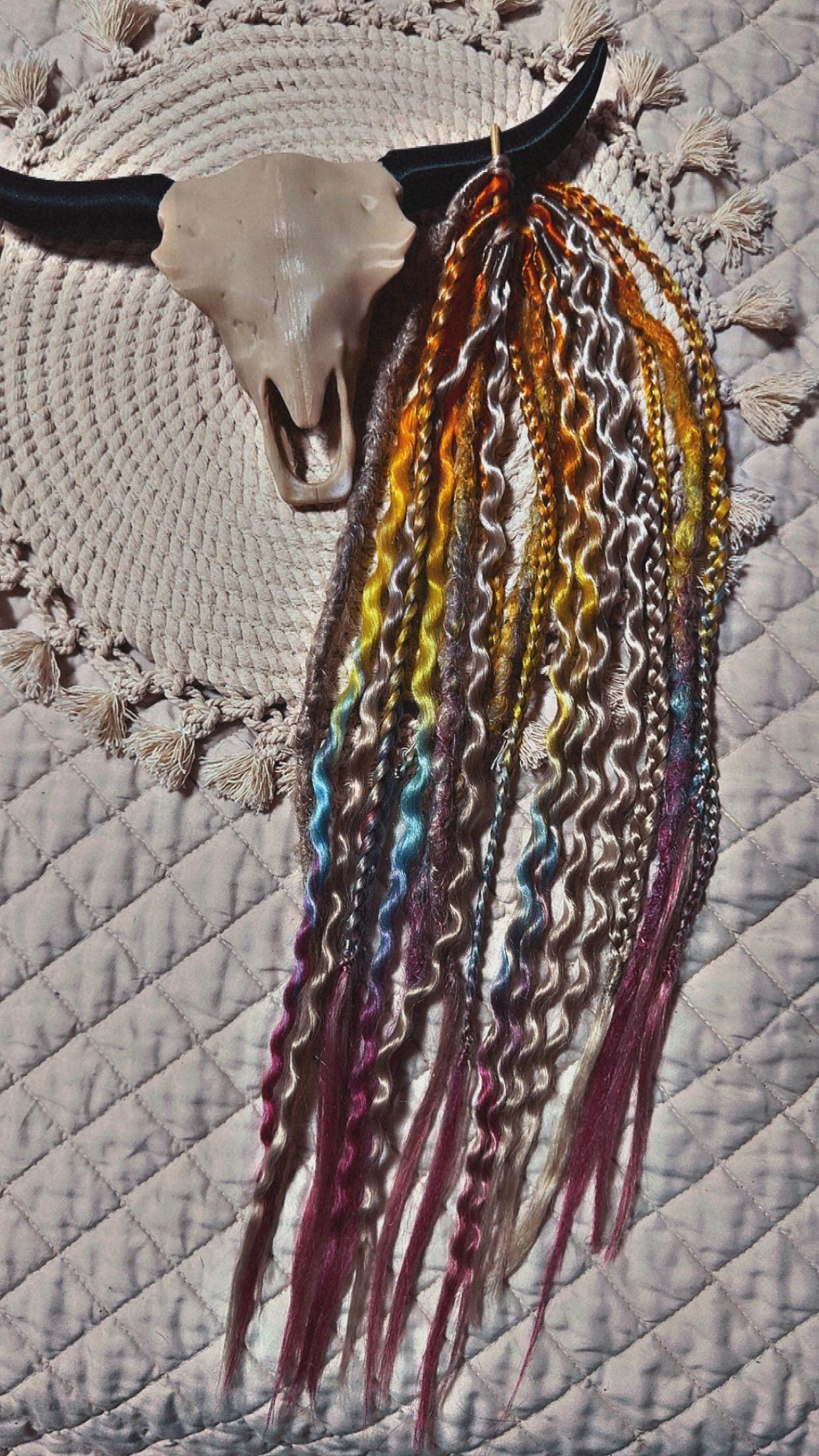 Dreaded Ponytail rainbow and grey