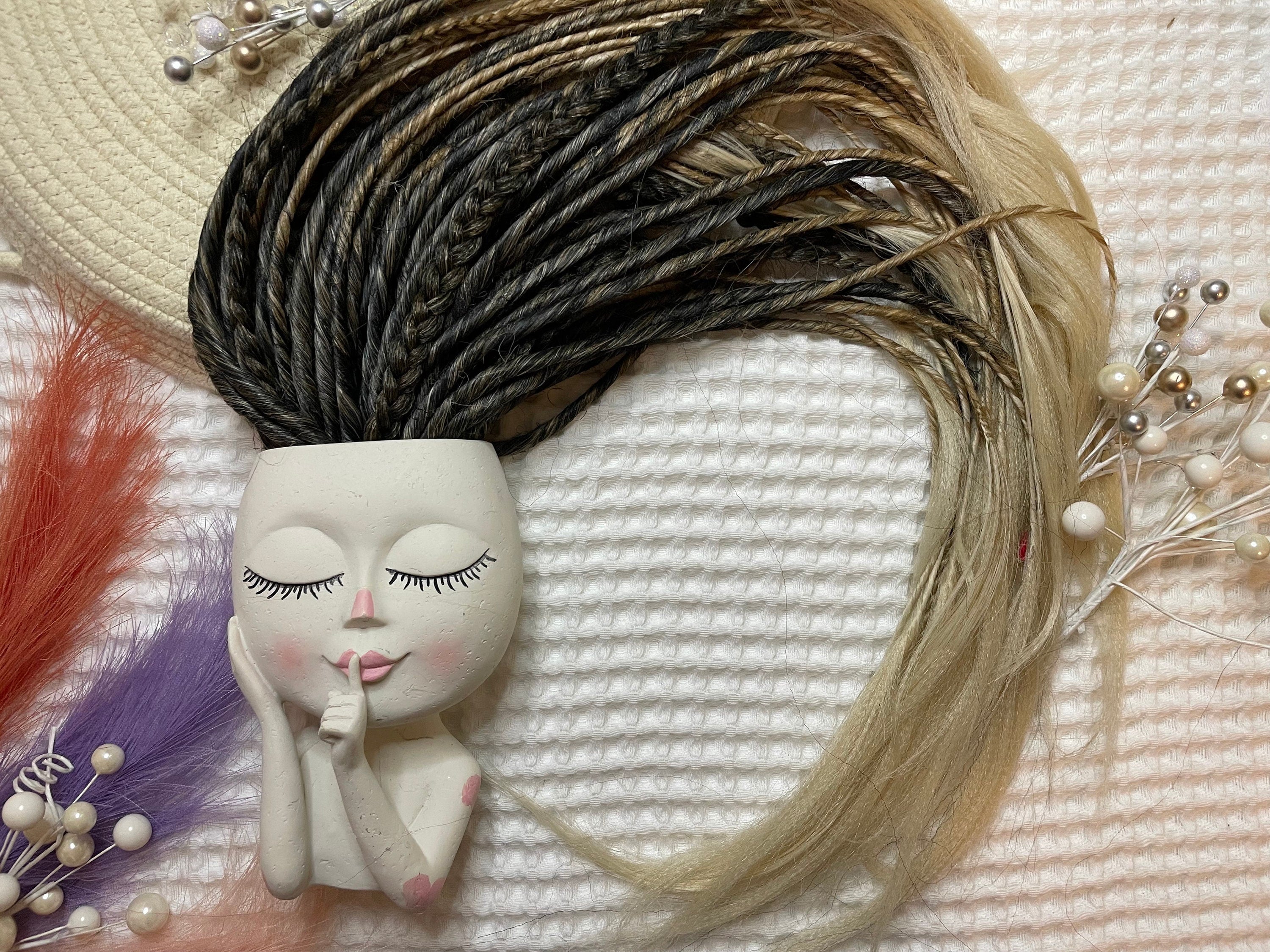 Brown to Blonde Ombré Thin Double Ended Dreads | Feathered Ends | Customizable
