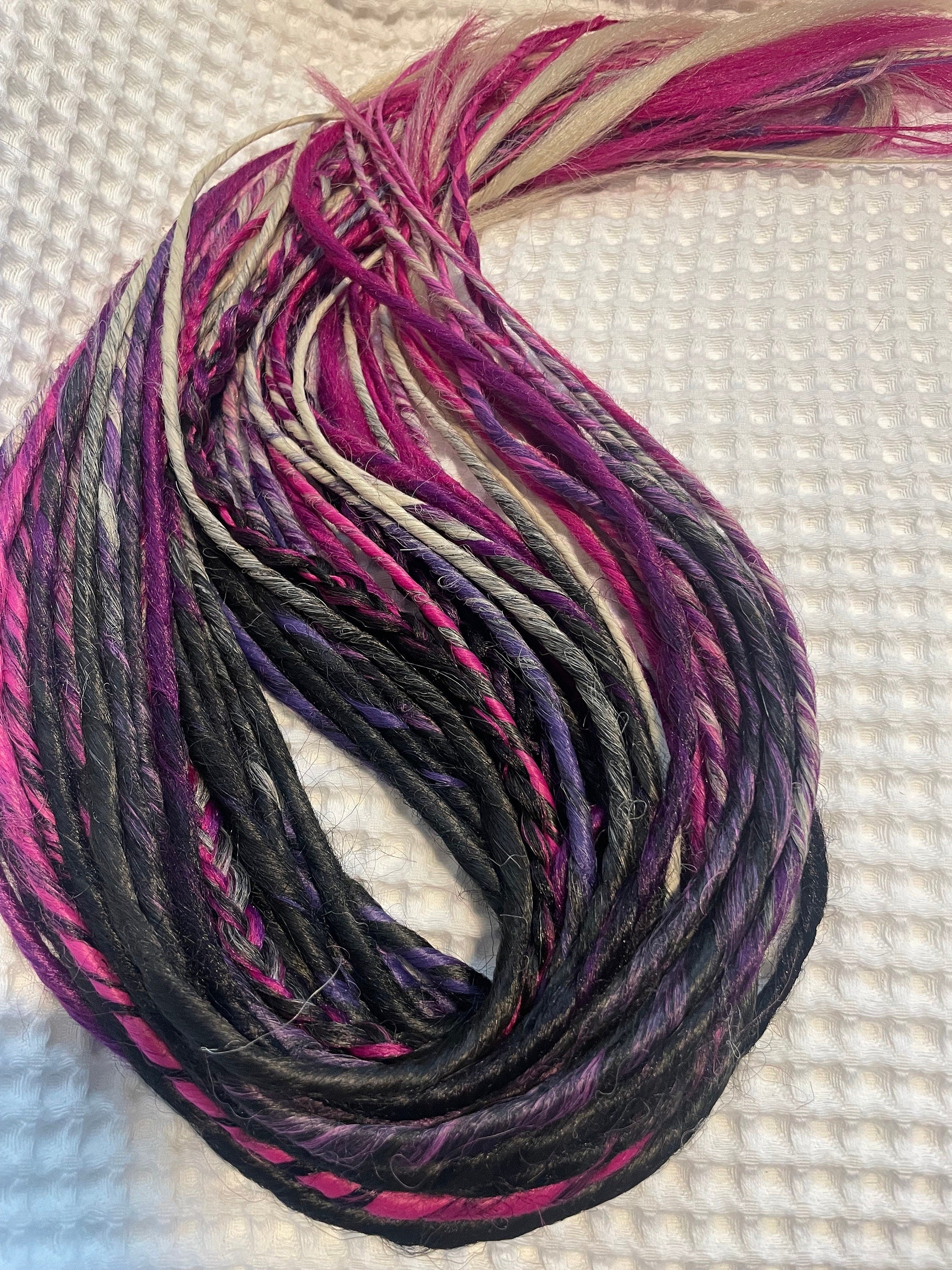 Black to Pink Ombre Wavy Dreads, Synthetic Hair Extensions