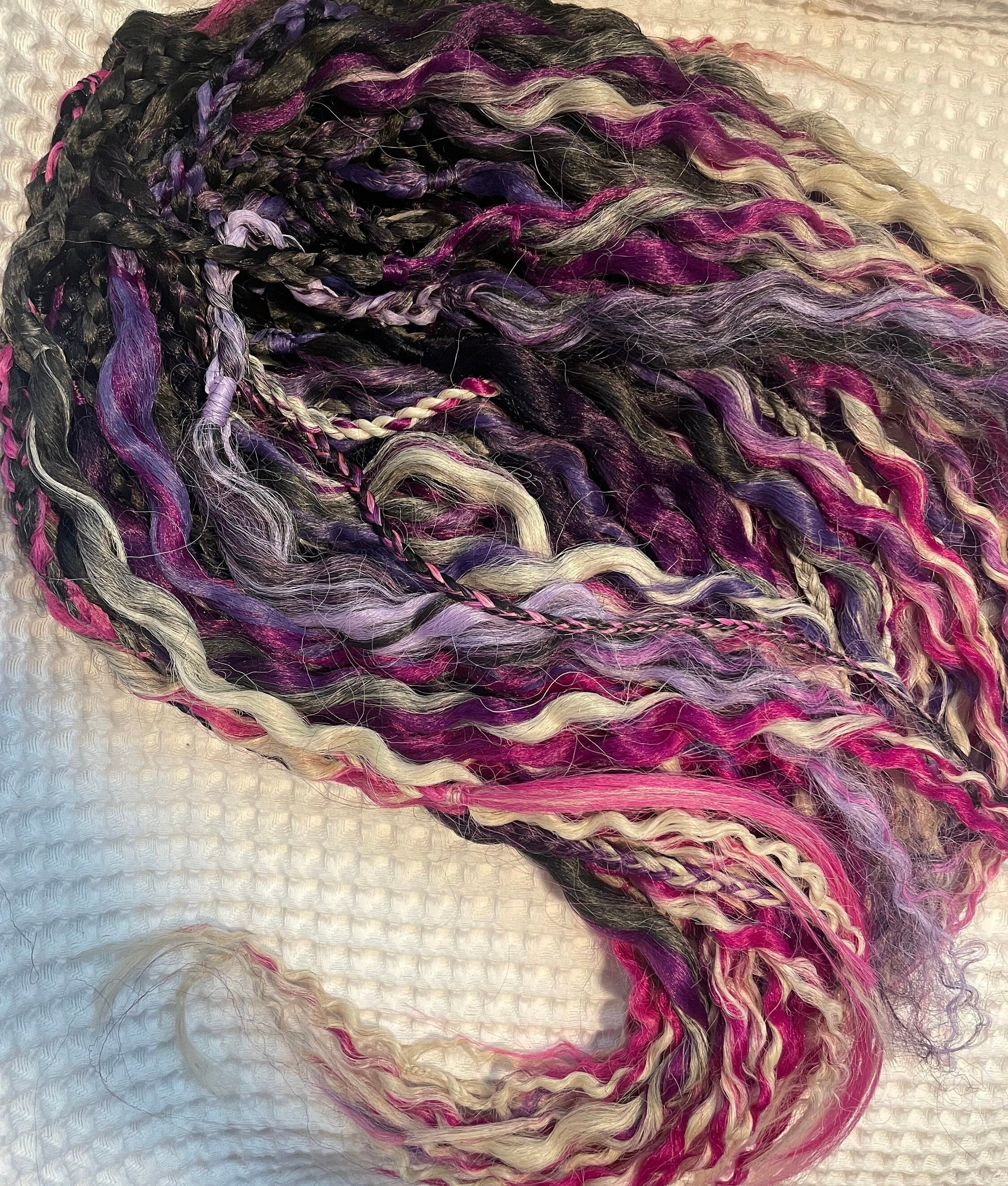 Black to Pink Ombre Wavy Dreads, Synthetic Hair Extensions