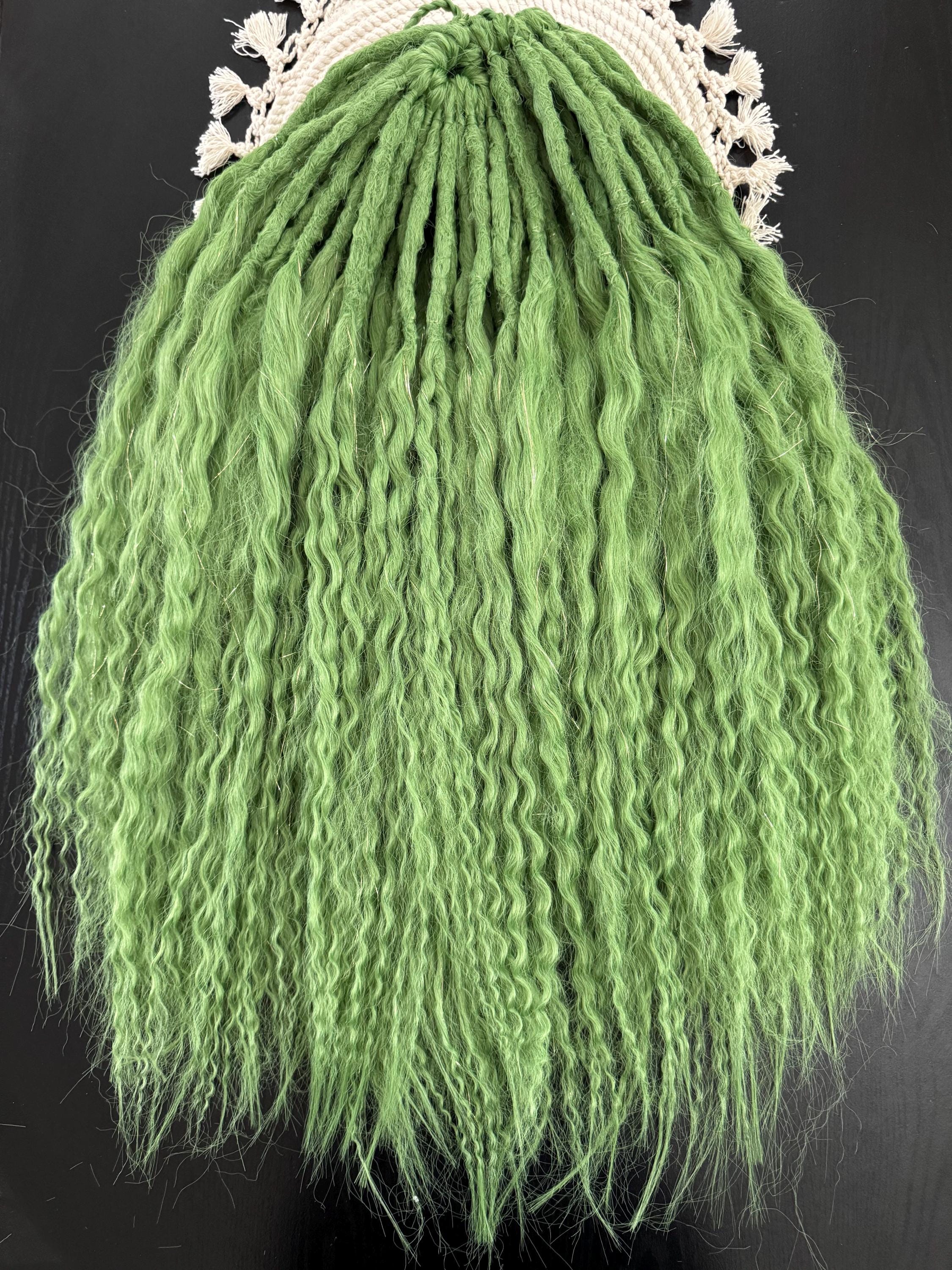 Seaweed Crochet Double Ended Wavy Dreads | Gold Tinsel Dread Set