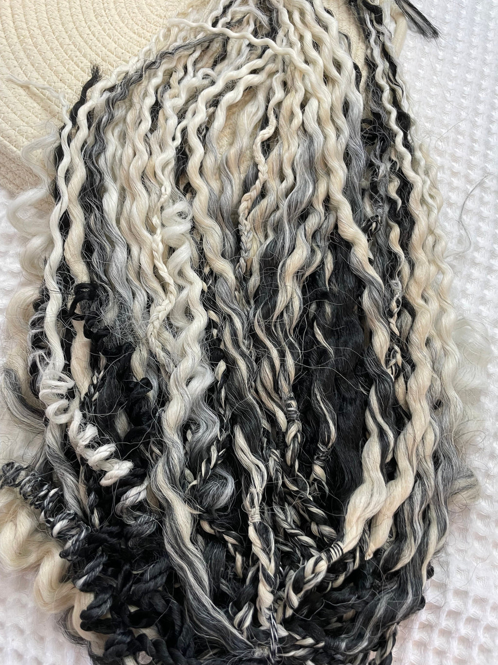 Black and White Wavy Dreads