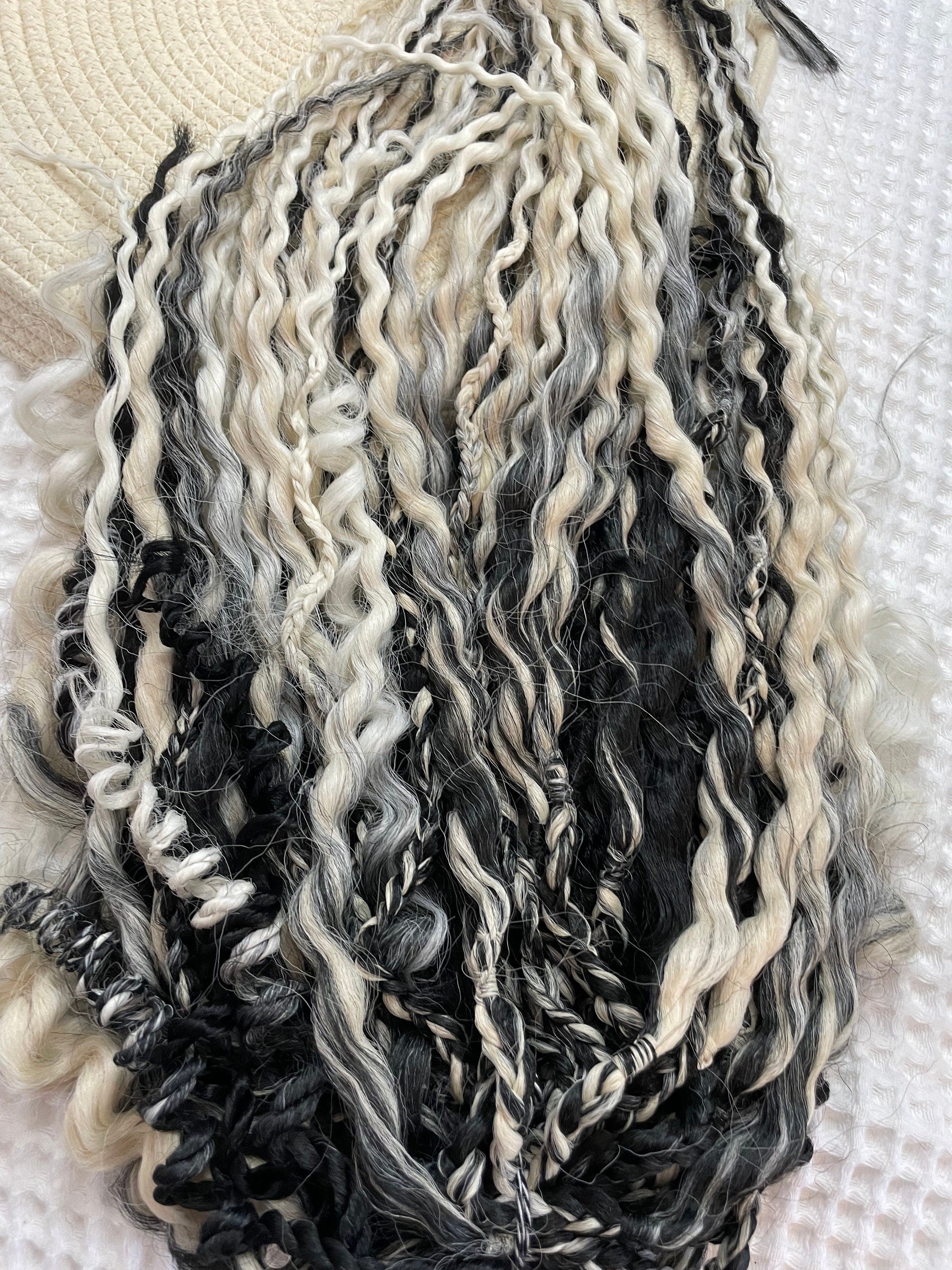 Black and White Wavy Dreads