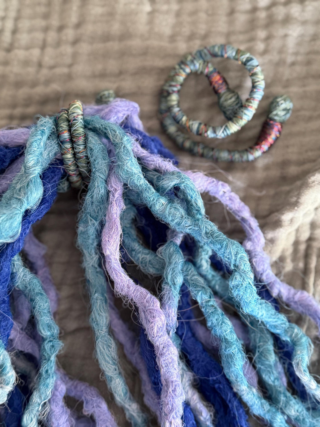 Wrapped bendy dread tie boho