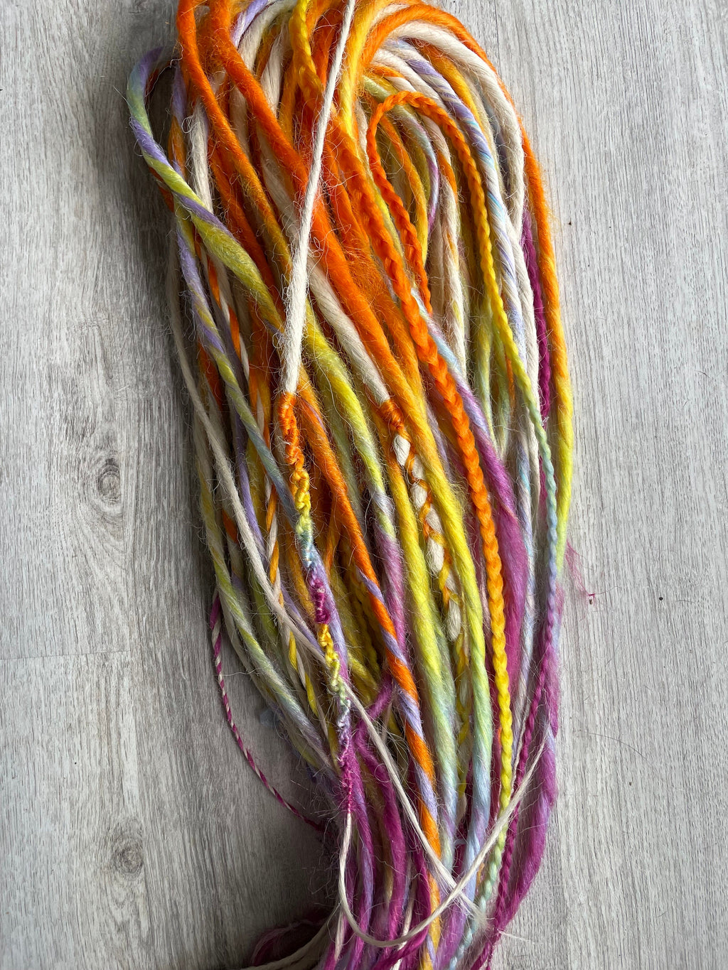 Rainbow Ombré & Blonde Thin Synthetic Dreads | Double Ended Dread Set