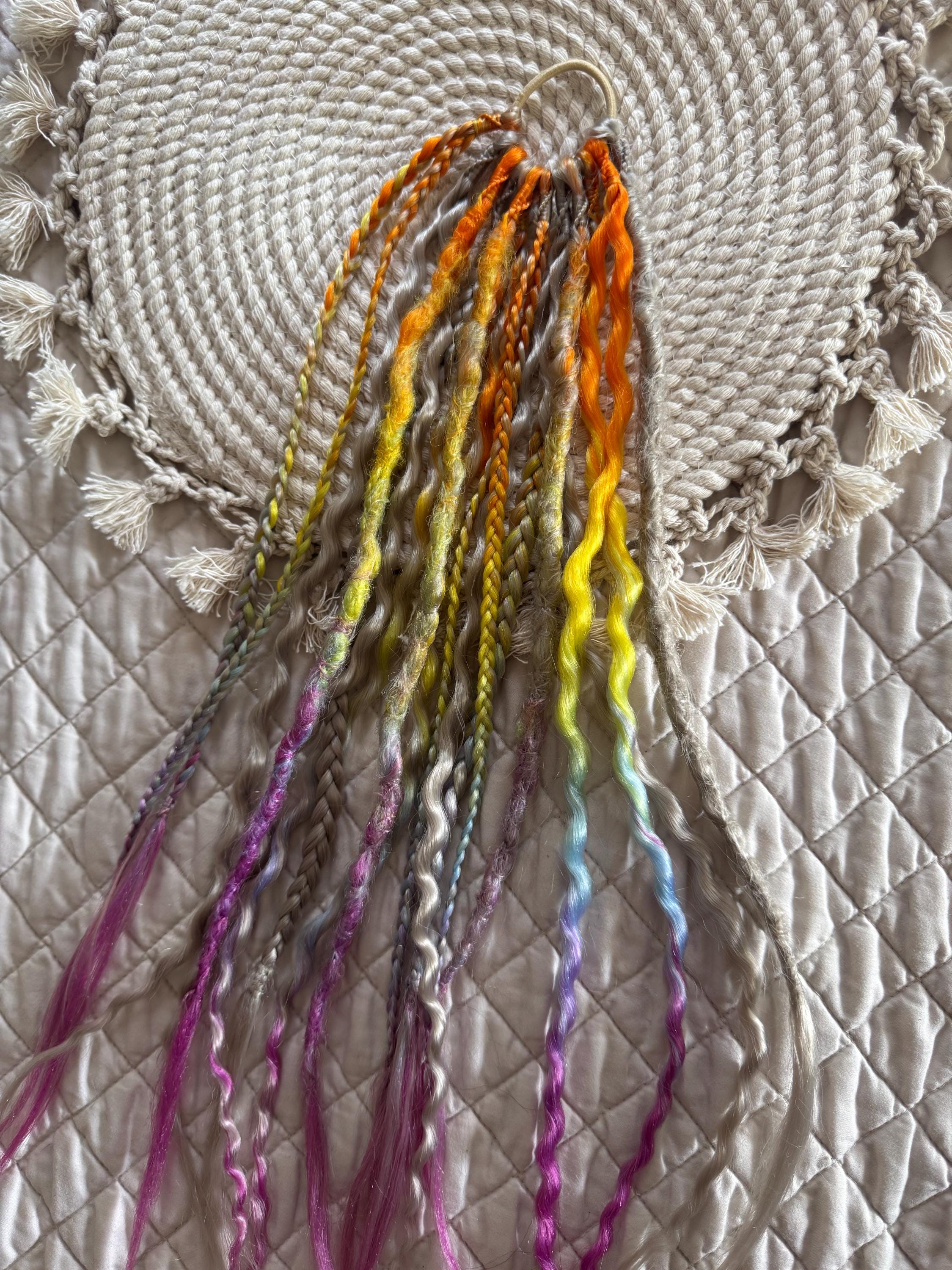 Dreaded Ponytail rainbow and grey
