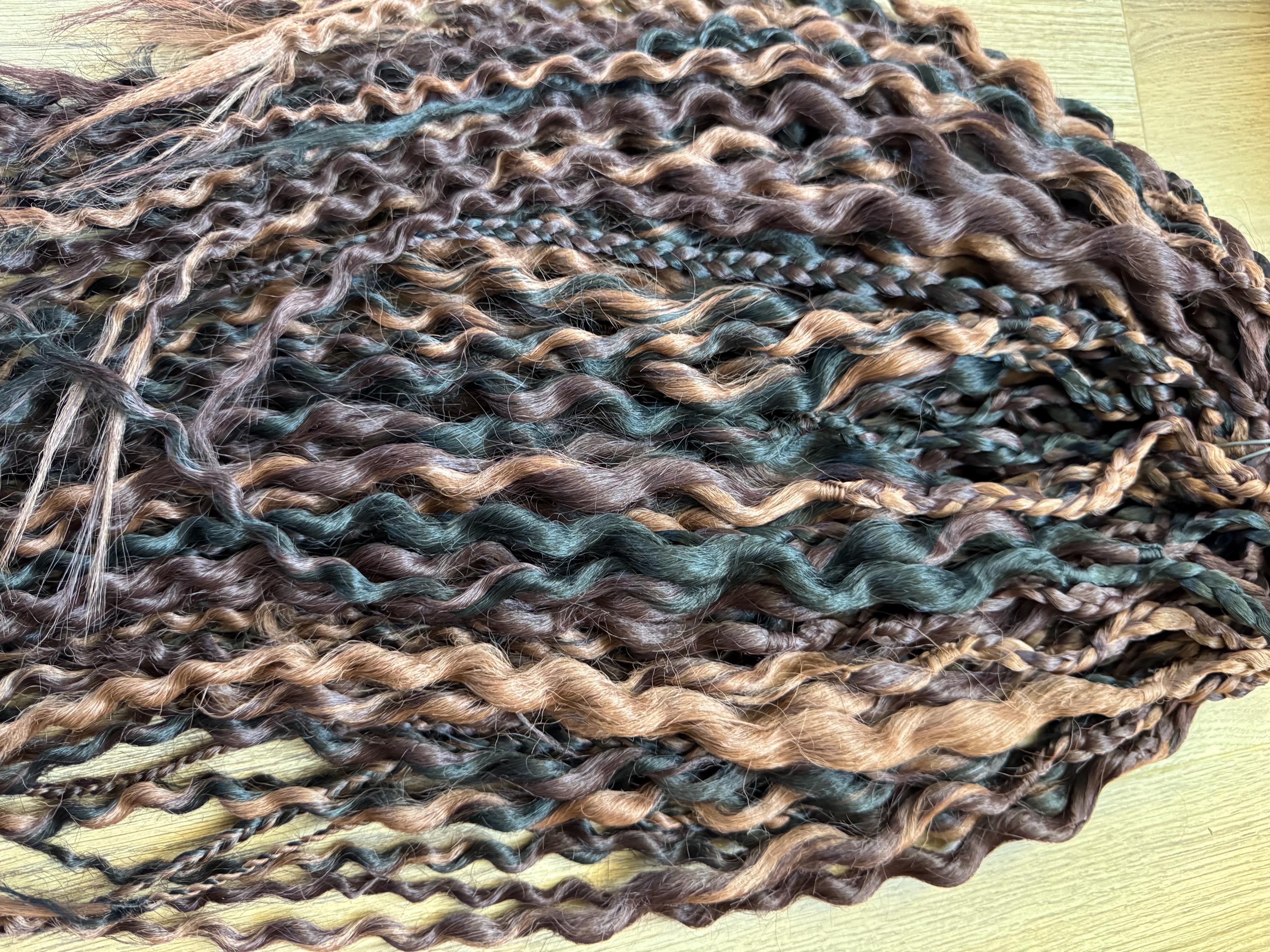 Montana Double Ended Wavy Dreads | Dark Brown & Black Natural Blend Dread Set