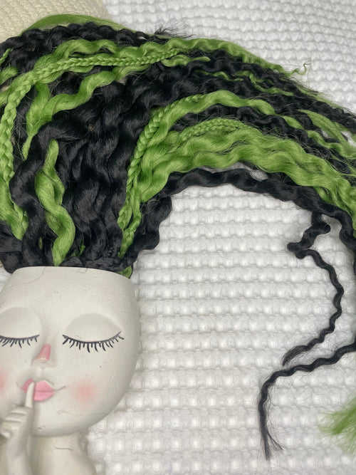 Black & Green Wavy Dreads