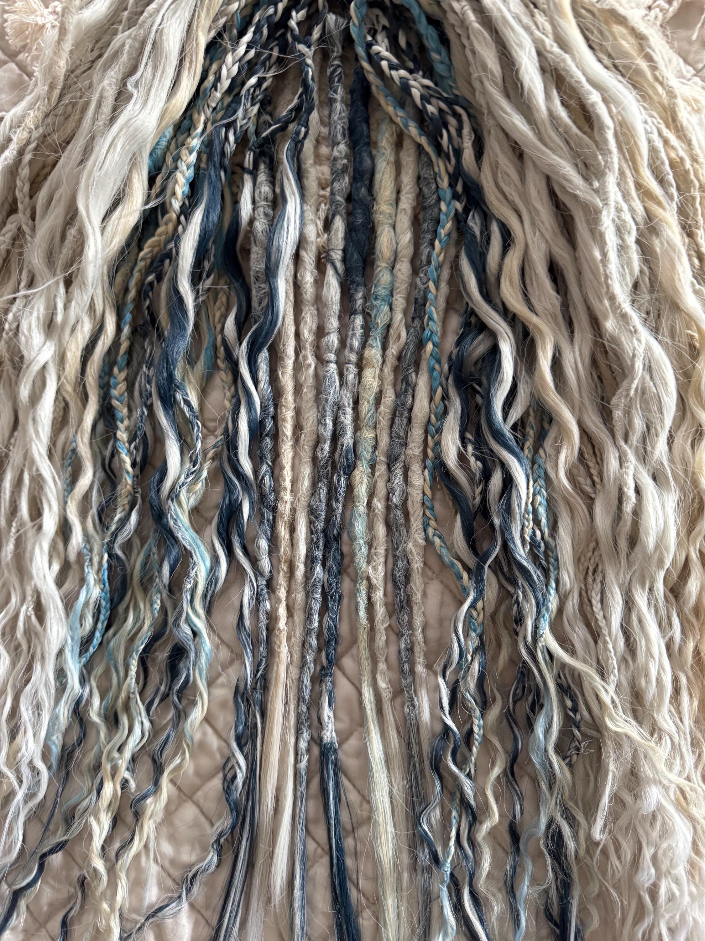 Platinum Moon Boho Dreads & Braids | Platinum, Grey, Blonde & Blue Mixed Dread Set