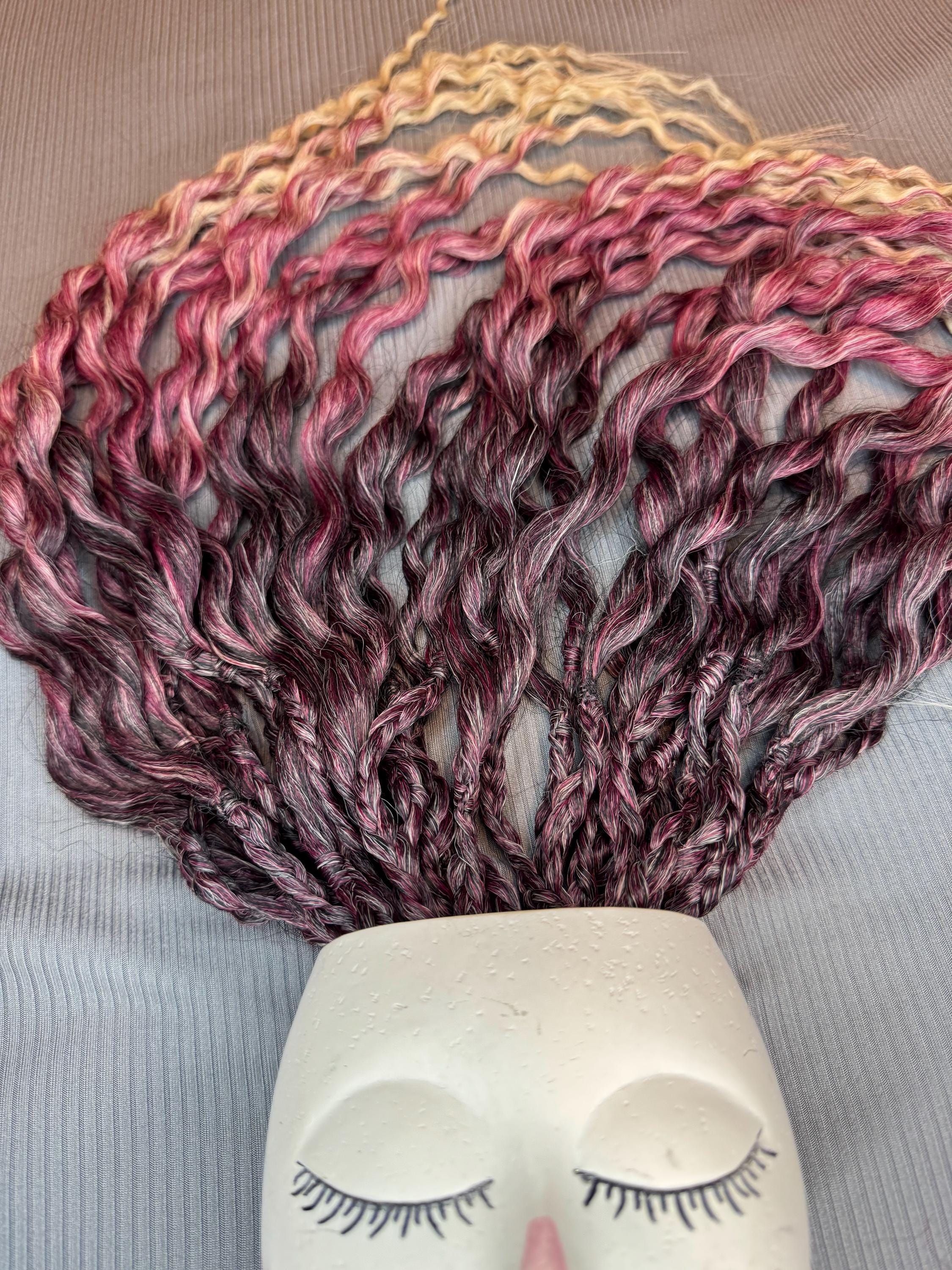 Black red blonde melt double ended wavy dreads