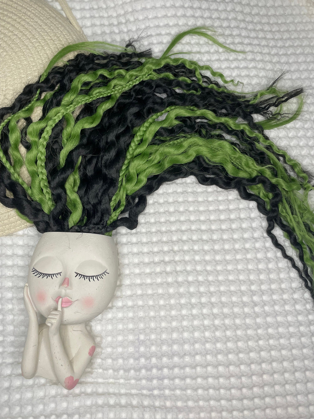 Green and Black Wavy Dreads