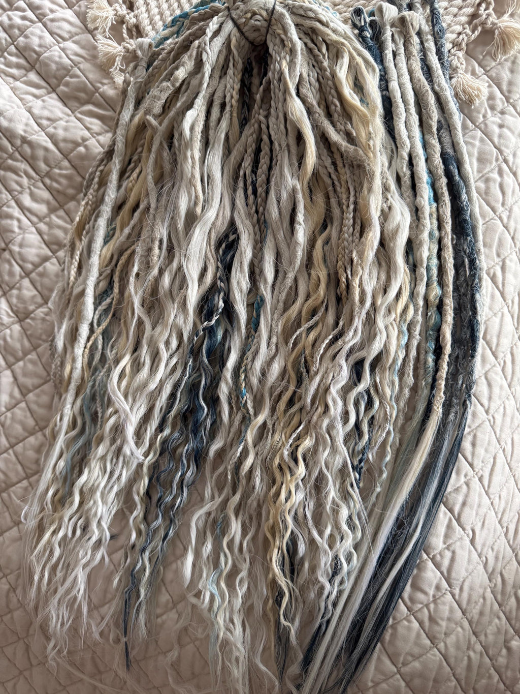 Platinum Moon Boho Dreads & Braids | Platinum, Grey, Blonde & Blue Mixed Dread Set