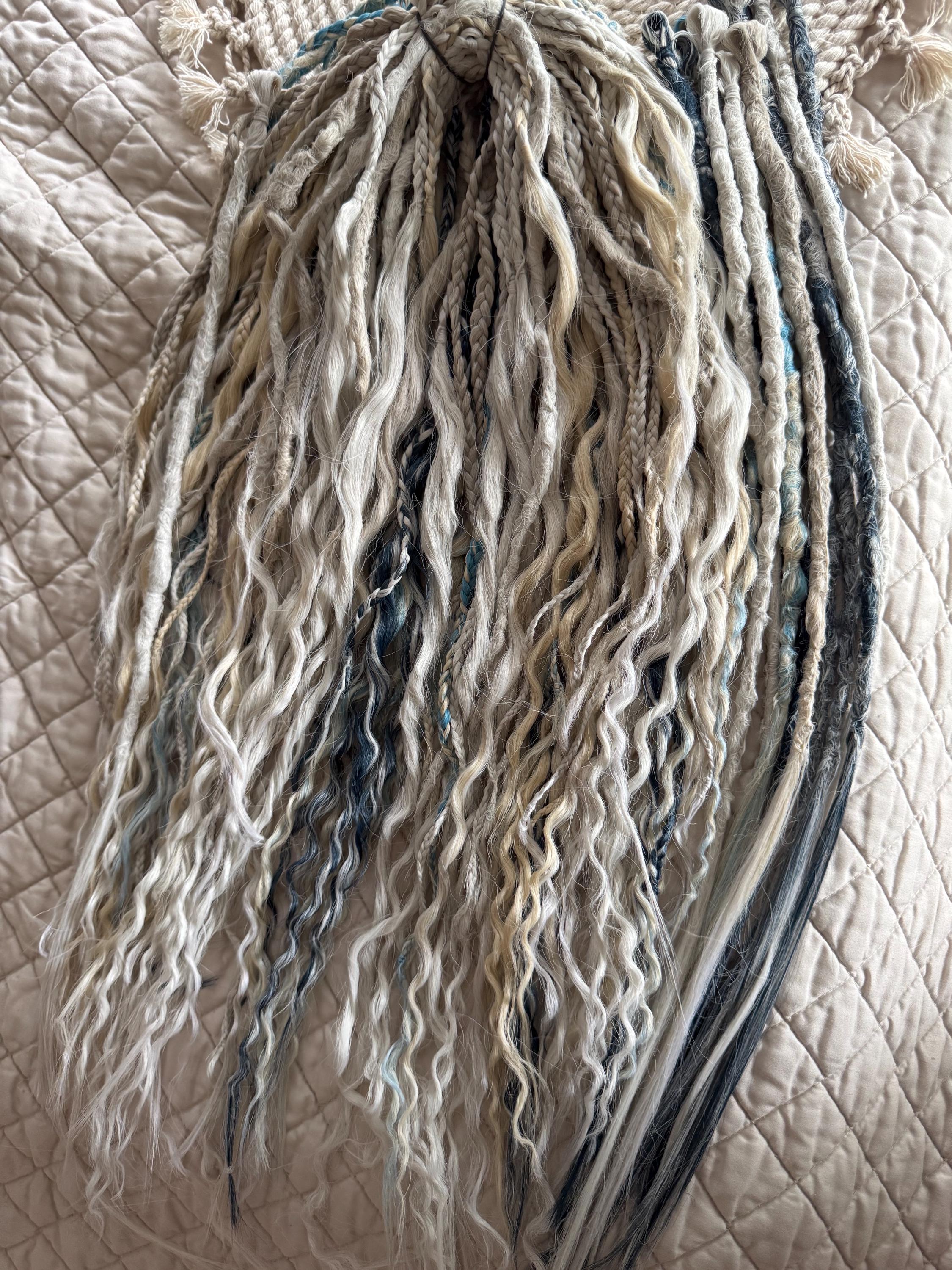 Platinum Moon Boho Dreads & Braids | Platinum, Grey, Blonde & Blue Mixed Dread Set