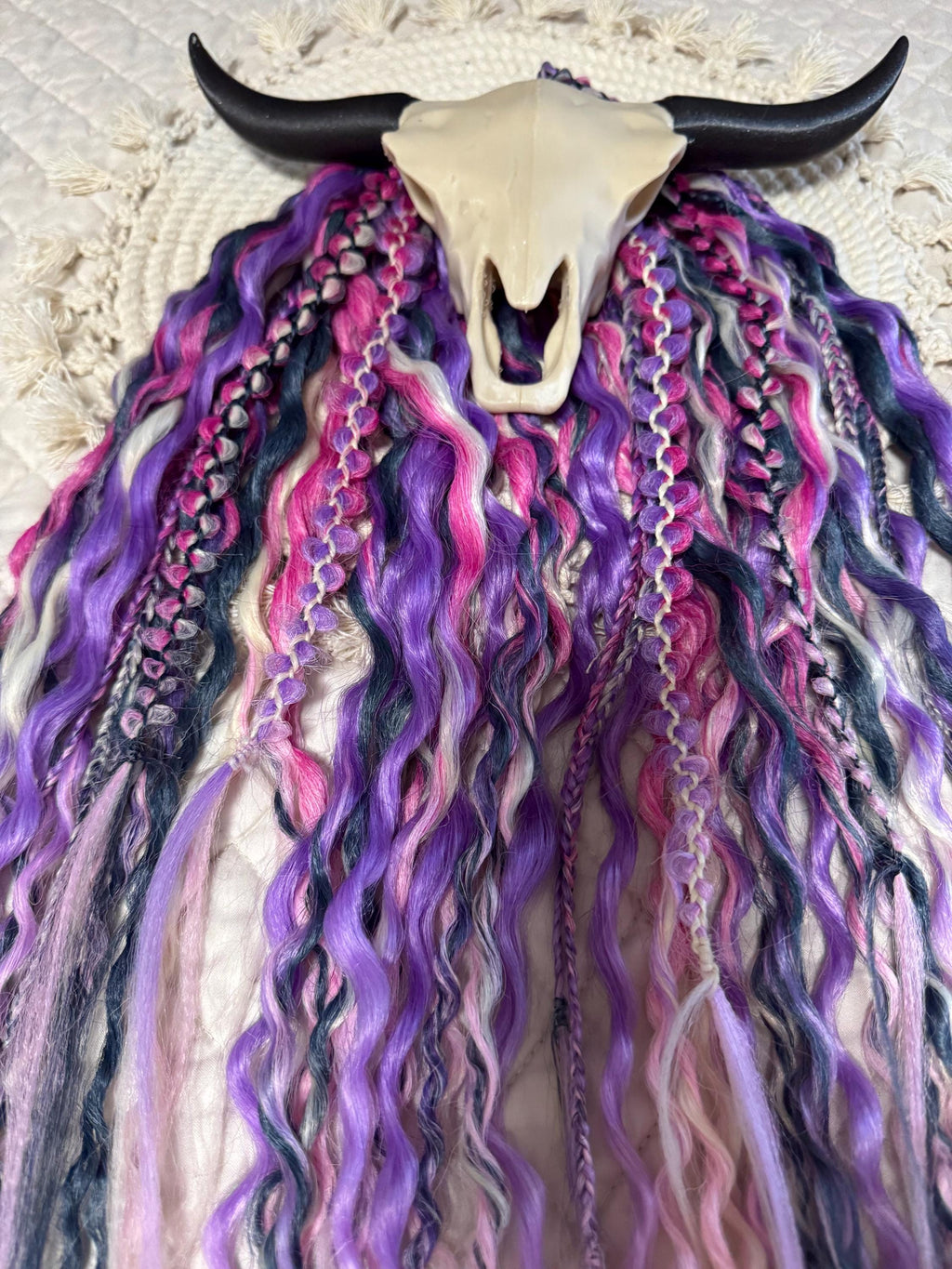 Flower Dream Double Ended Wavy Dreads | Boho Dread Set with Braids
