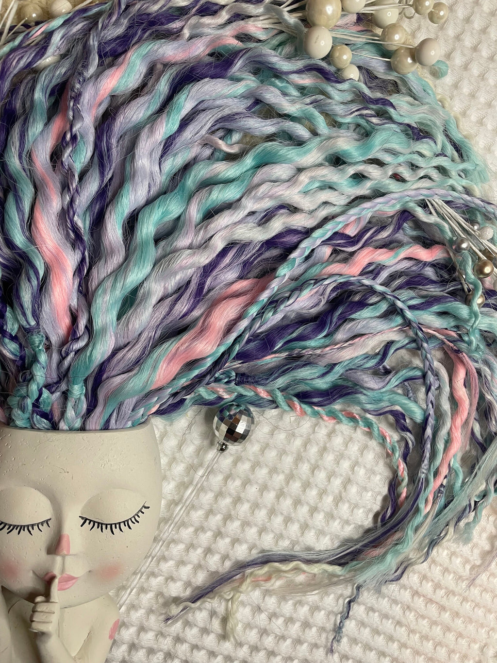 Pastel Unicorn Wavy Dreads | Teal, Pink & Purple Ombré Dread Set