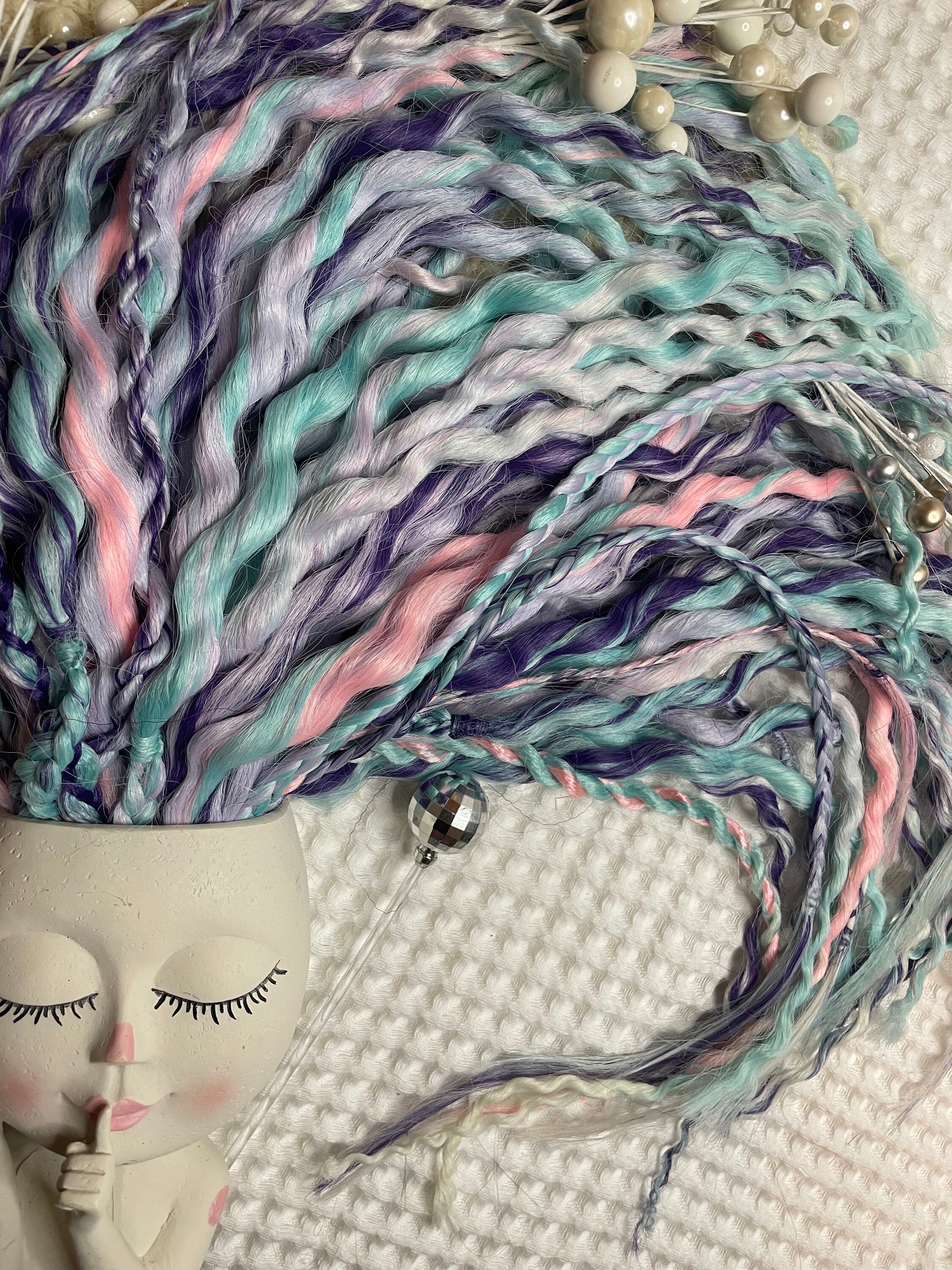 Pastel Unicorn Wavy Dreads | Teal, Pink & Purple Ombré Dread Set