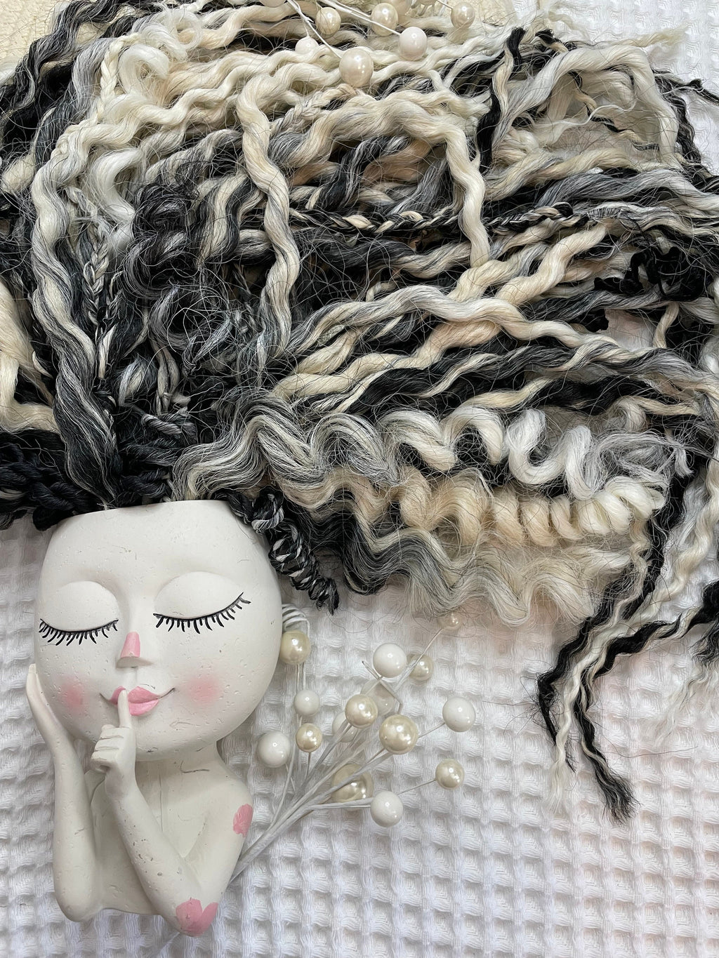 Black and White Wavy Dreads