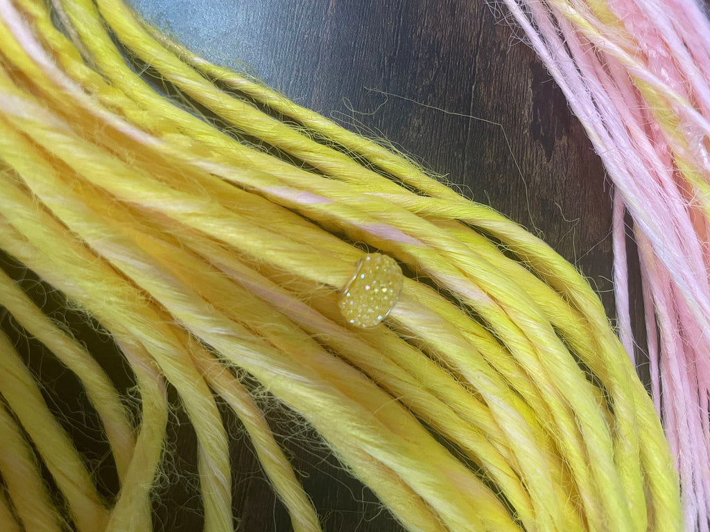 Pink Lemonade Thin Synthetic Dreads | Yellow to Pink Ombré Dread Set with Beads