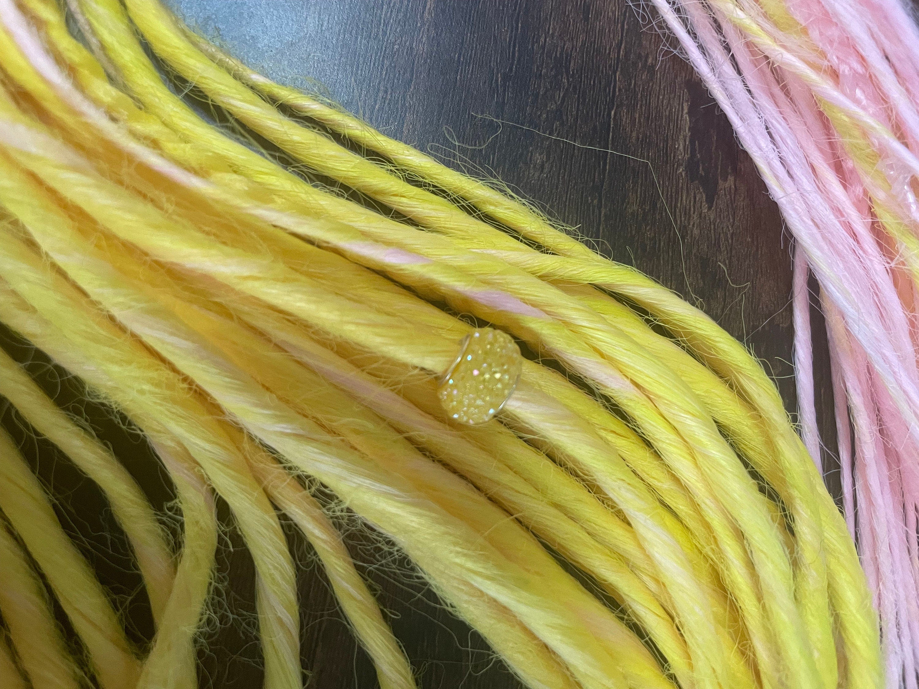 Pink Lemonade Thin Synthetic Dreads | Yellow to Pink Ombré Dread Set with Beads