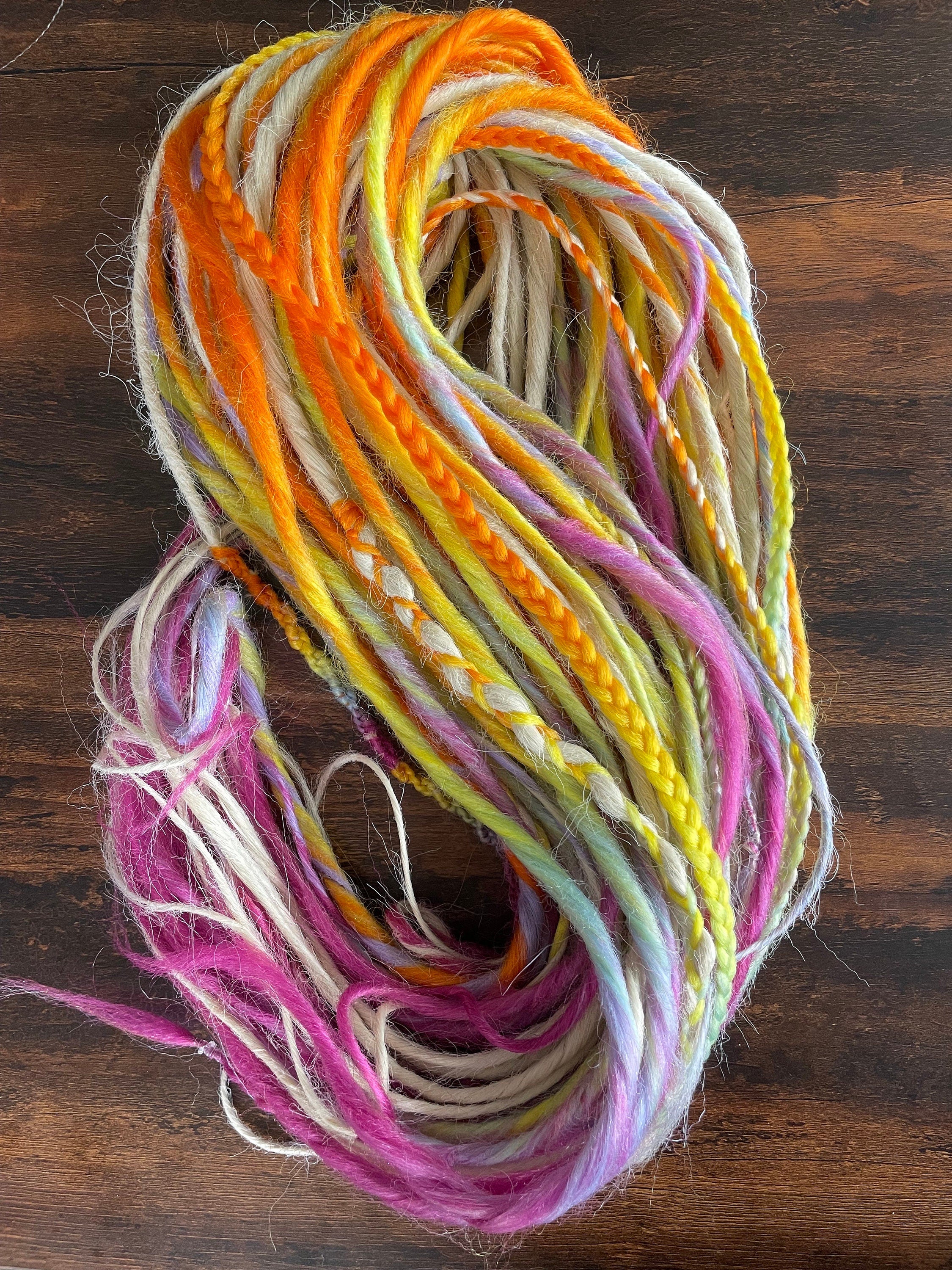 Rainbow Ombré & Blonde Thin Synthetic Dreads | Double Ended Dread Set