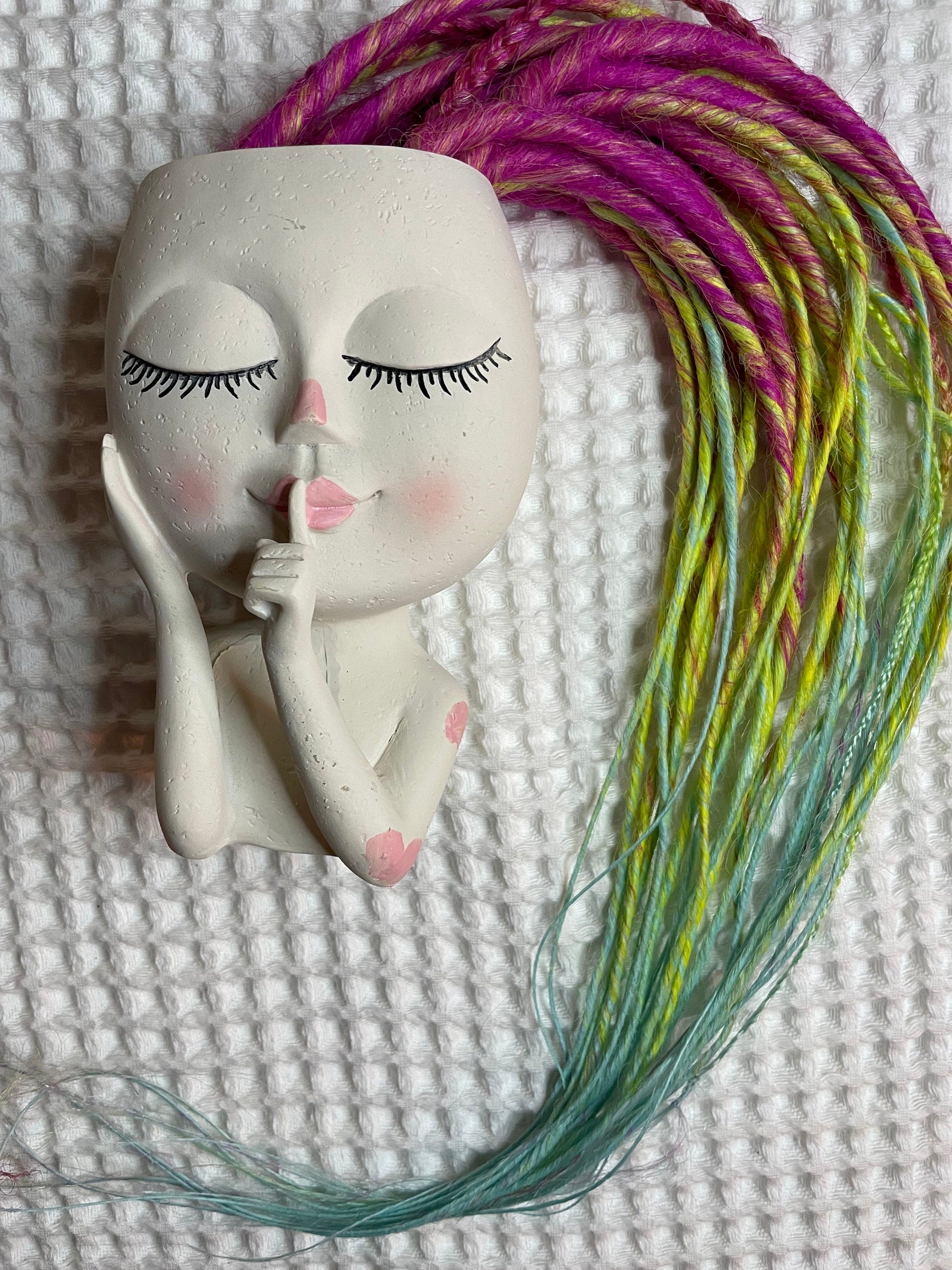 Hot Pink to Lime Green to Mint Ombré Thin Synthetic Dreads | Neon Dread Set