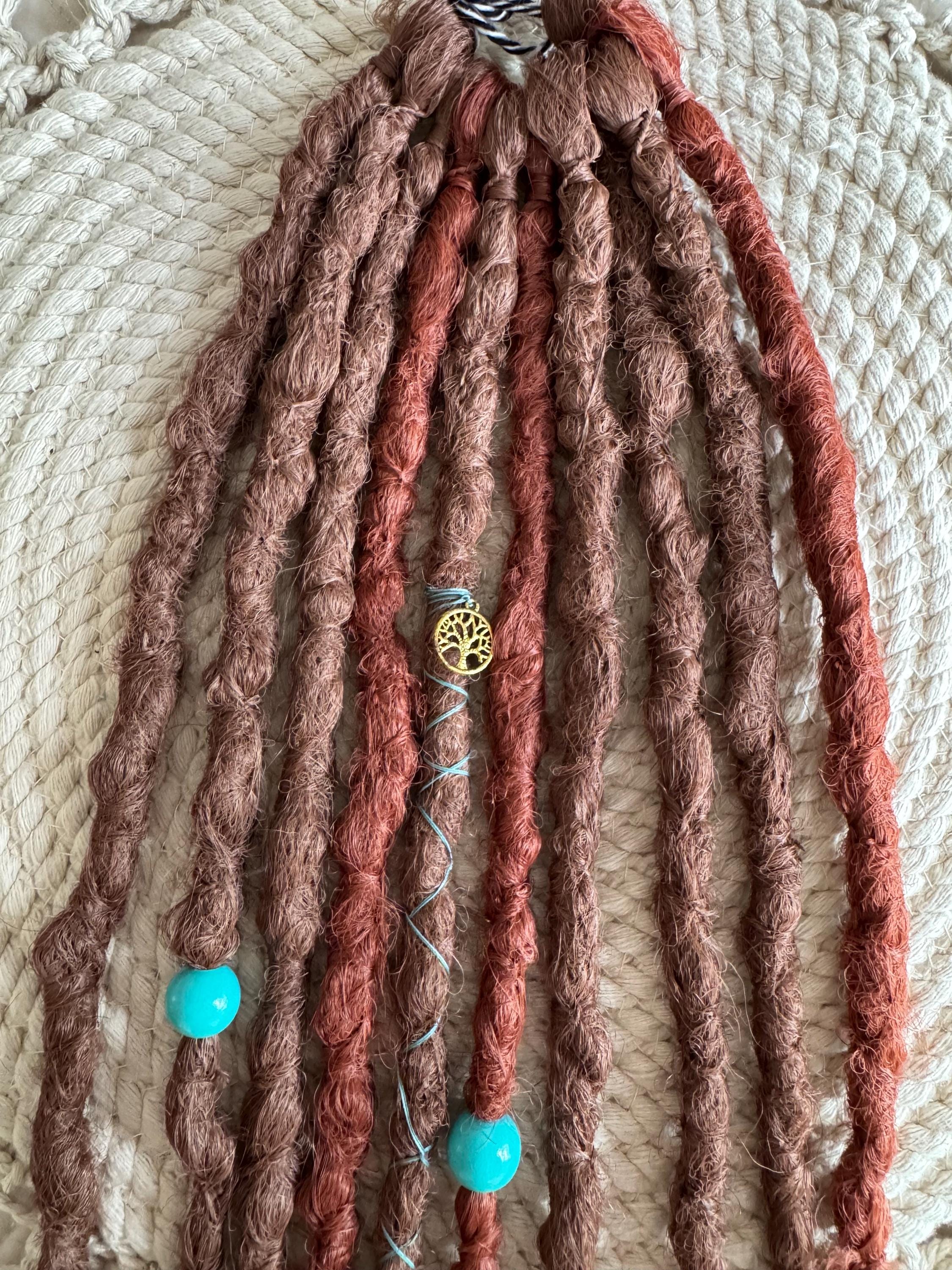 Weathered Metal Single Ended Crochet Boho Dreads | Beads & Charm Dread Set