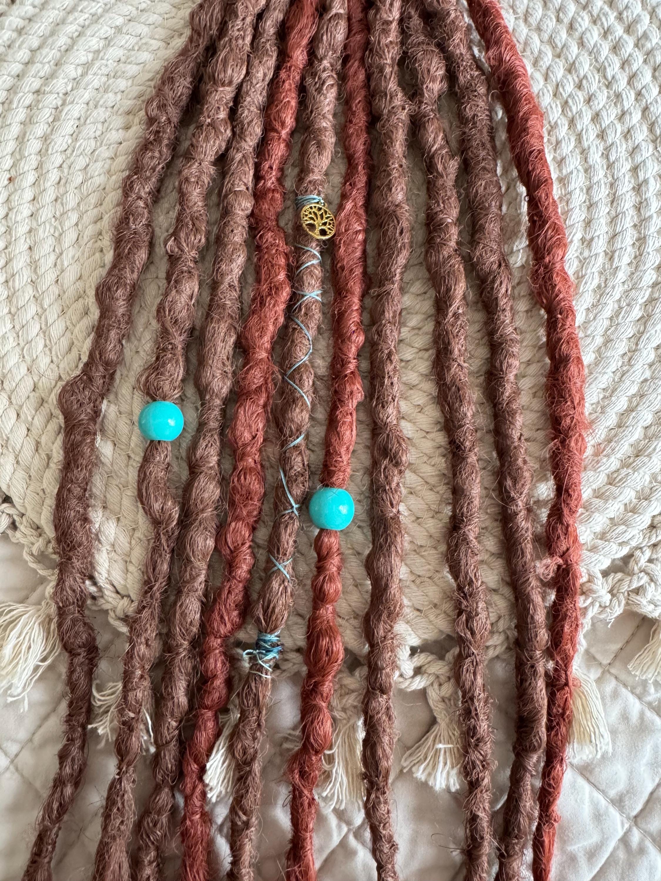 Weathered Metal Single Ended Crochet Boho Dreads | Beads & Charm Dread Set