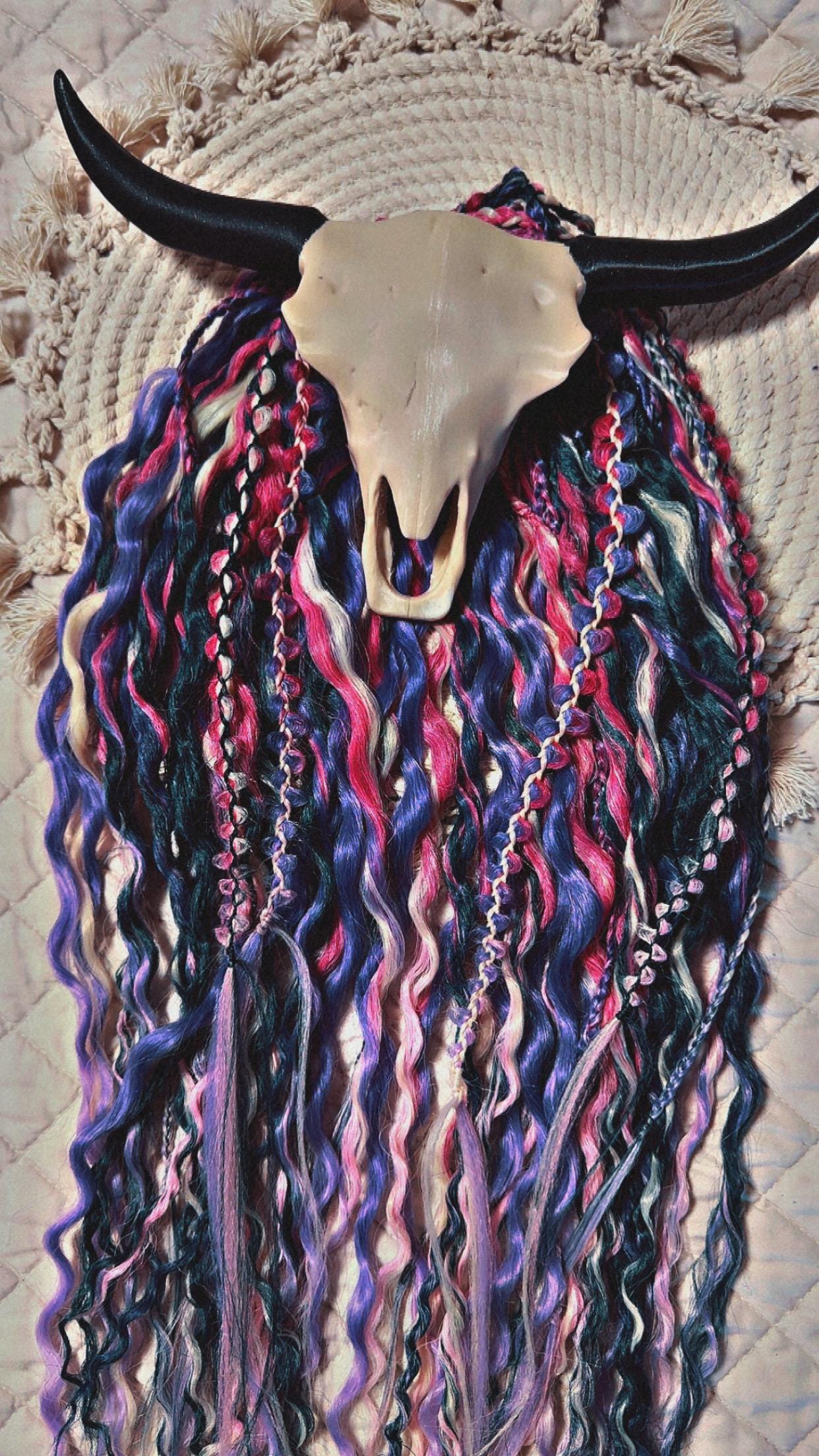 Flower Dream Double Ended Wavy Dreads | Boho Dread Set with Braids