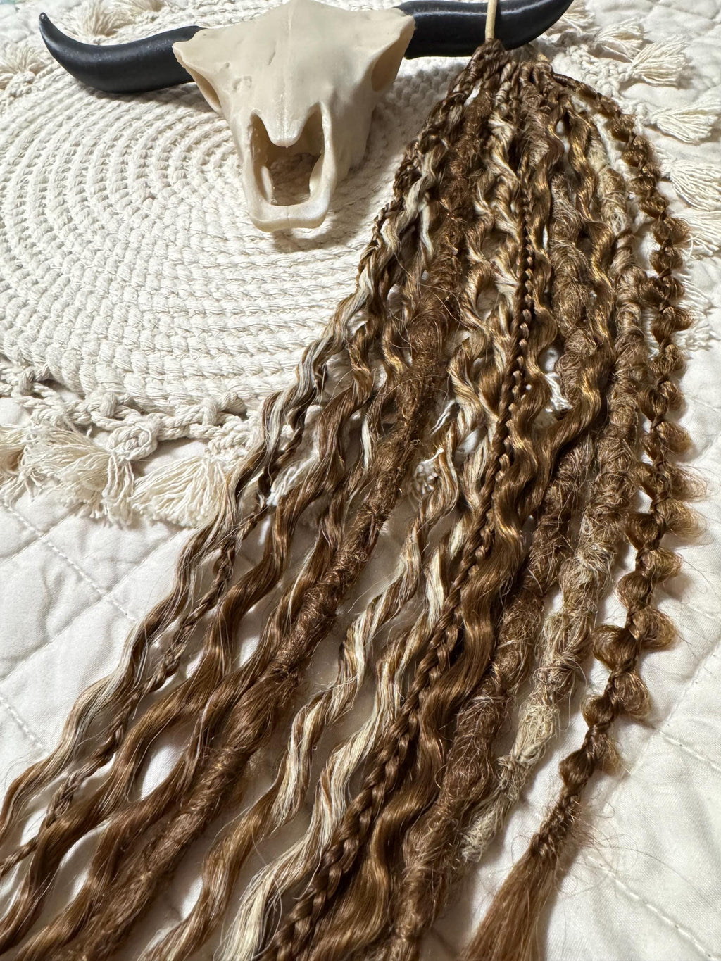 Dreaded Boho Ponytail | Golden Brown & Blonde Dread Hair Piece