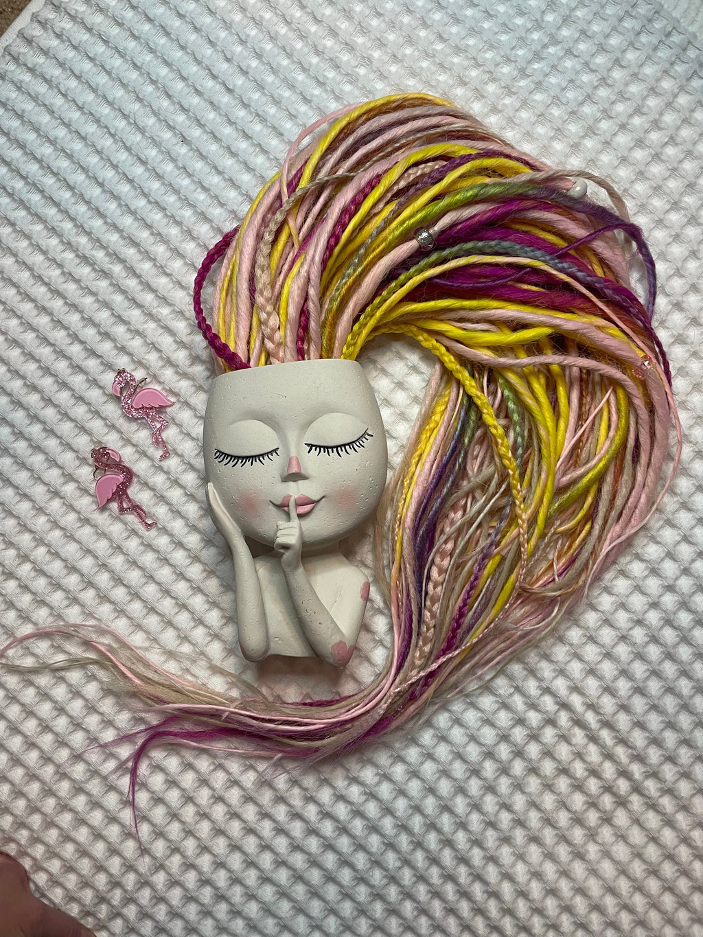 Pink sunset thin double ended dreads
